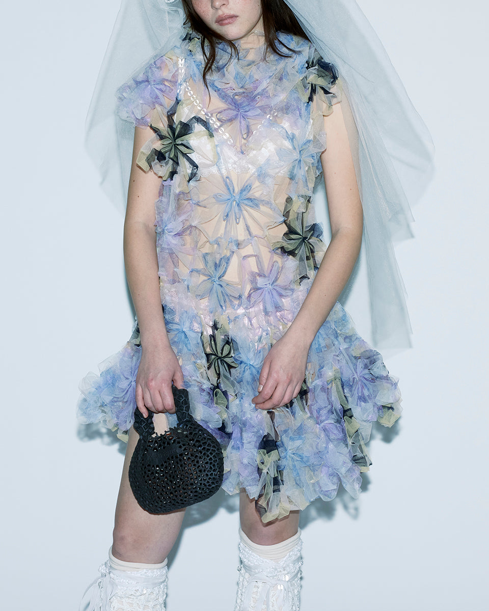 PURPLE AIR WHIRL MINI SHORT SLEEVE DRESS EVENING DRESSES