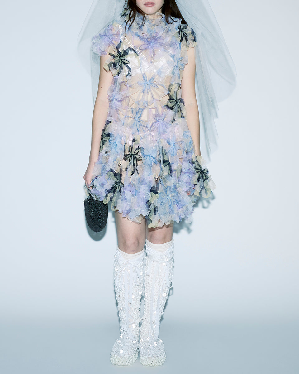 PURPLE AIR WHIRL MINI SHORT SLEEVE DRESS EVENING DRESSES