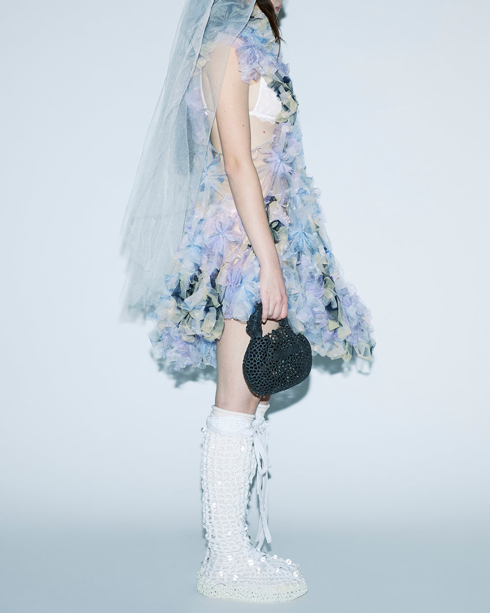 PURPLE AIR WHIRL MINI SHORT SLEEVE DRESS EVENING DRESSES