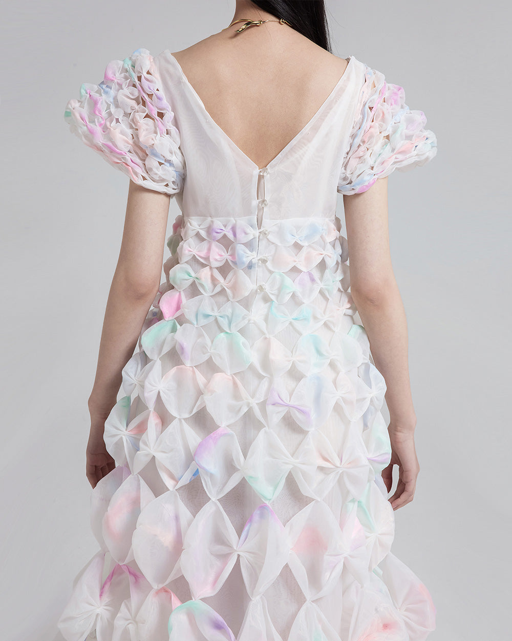 WOMEN GIRL WHITE V NECK MAXI AIR RIBBON CROSS OVER BUST DRESS