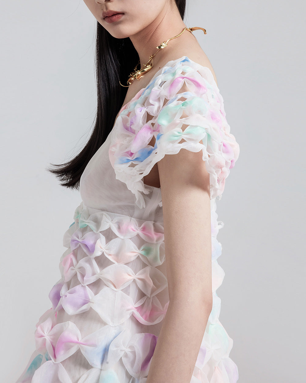 WOMEN GIRL WHITE V NECK MAXI AIR RIBBON CROSS OVER BUST DRESS