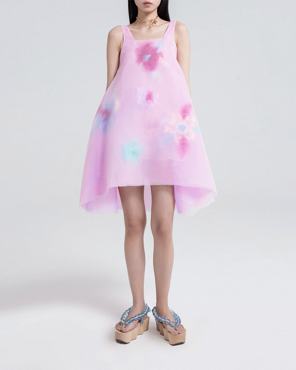 A-Line Pink Feather Embroidered Dress A-Line Pink Feather Embroidered Dress