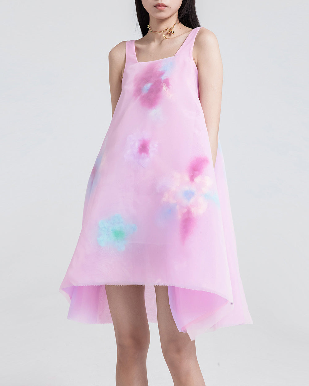 WOMEN GIRL PINK SHORT MINI SLEEVELESS A LINE PINK FEATHER EMBROIDERED DRESS