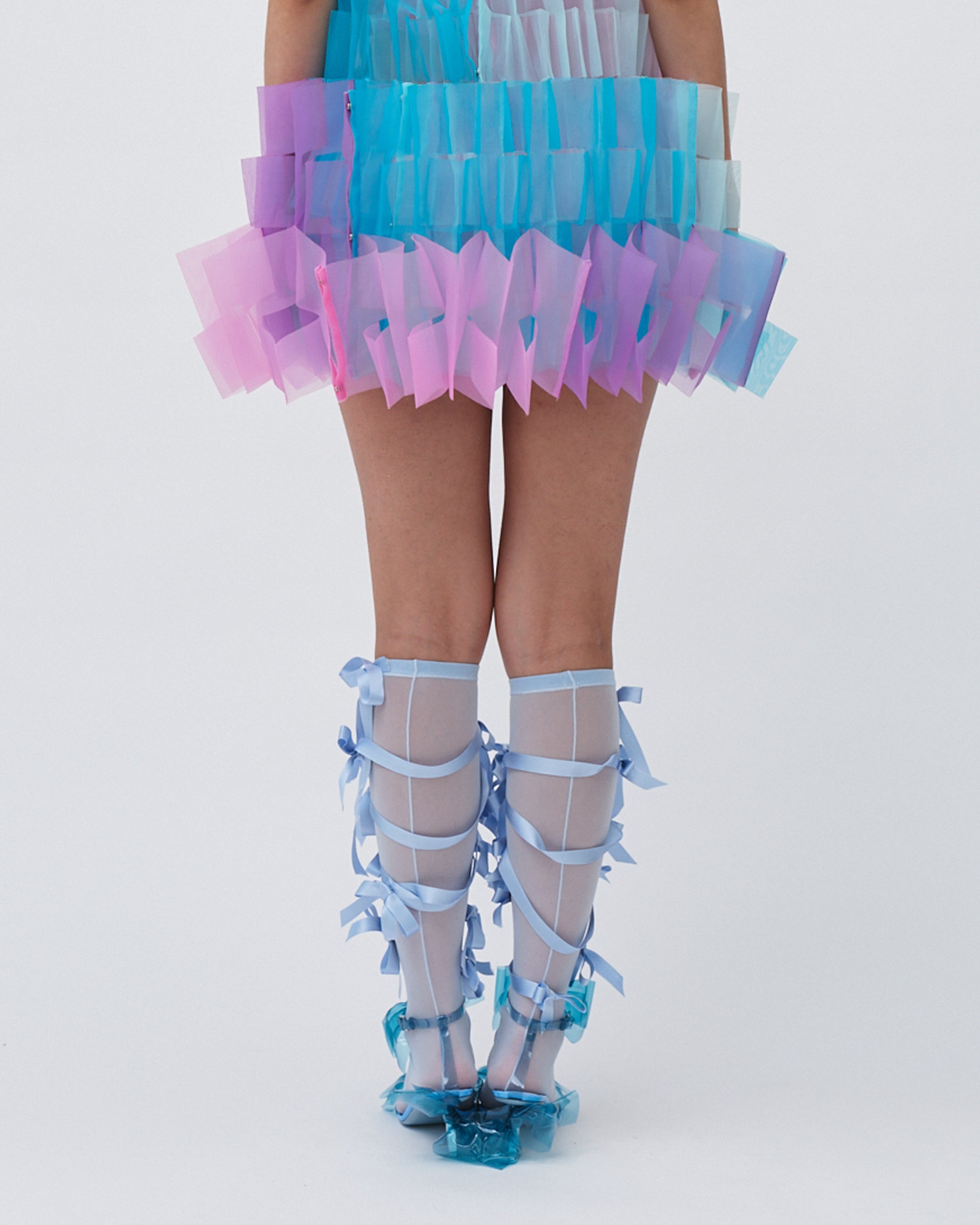 WOMENS PLEATED LAYERED MINI SKIRT BRIDAL WEDDING EVENING WEAR IN PASTEL PALETTE PINK PURPLE BLUE