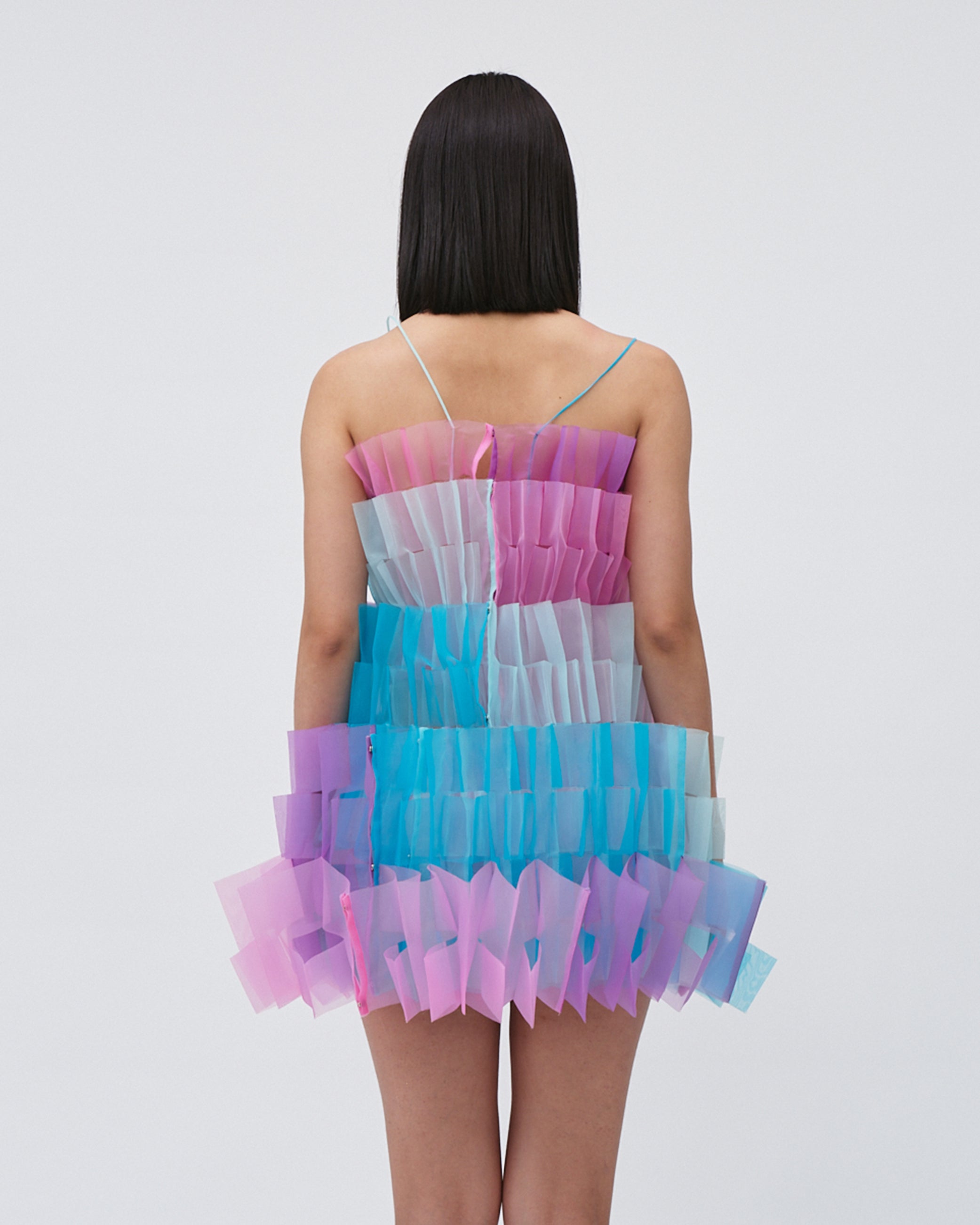 WOMENS PLEATED LAYERED MINI TOP BRIDAL WEDDING EVENING WEAR IN PASTEL PALETTE BLUE PURPLE