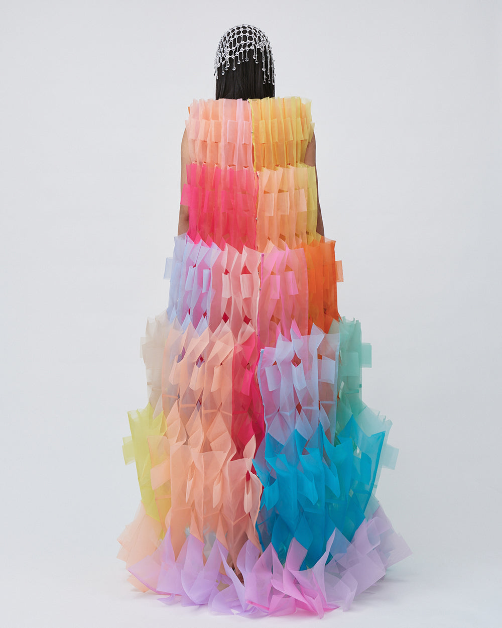 WOMENS PLEATED LAYERED MAXI DRESS BRIDAL WEDDING EVENING WEAR GOWN IN RAINBOW PALETTE PINK RED YELLOW ORANGE GREEN BLUE