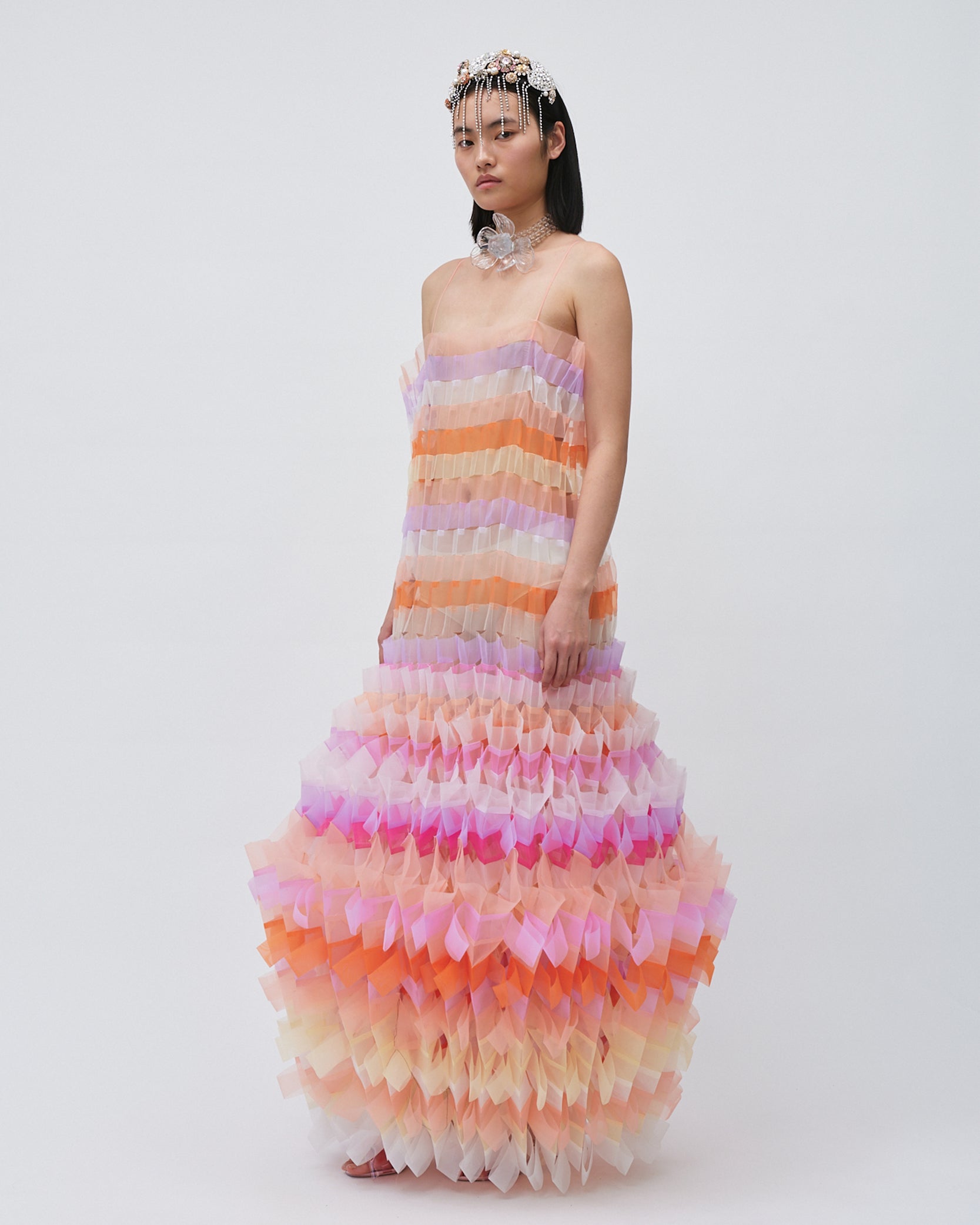 WOMENS PLEATED LAYERED MINI DRESS BRIDAL WEDDING EVENING WEAR IN SUNSET PALETTE PINK ORANGE PURPLE