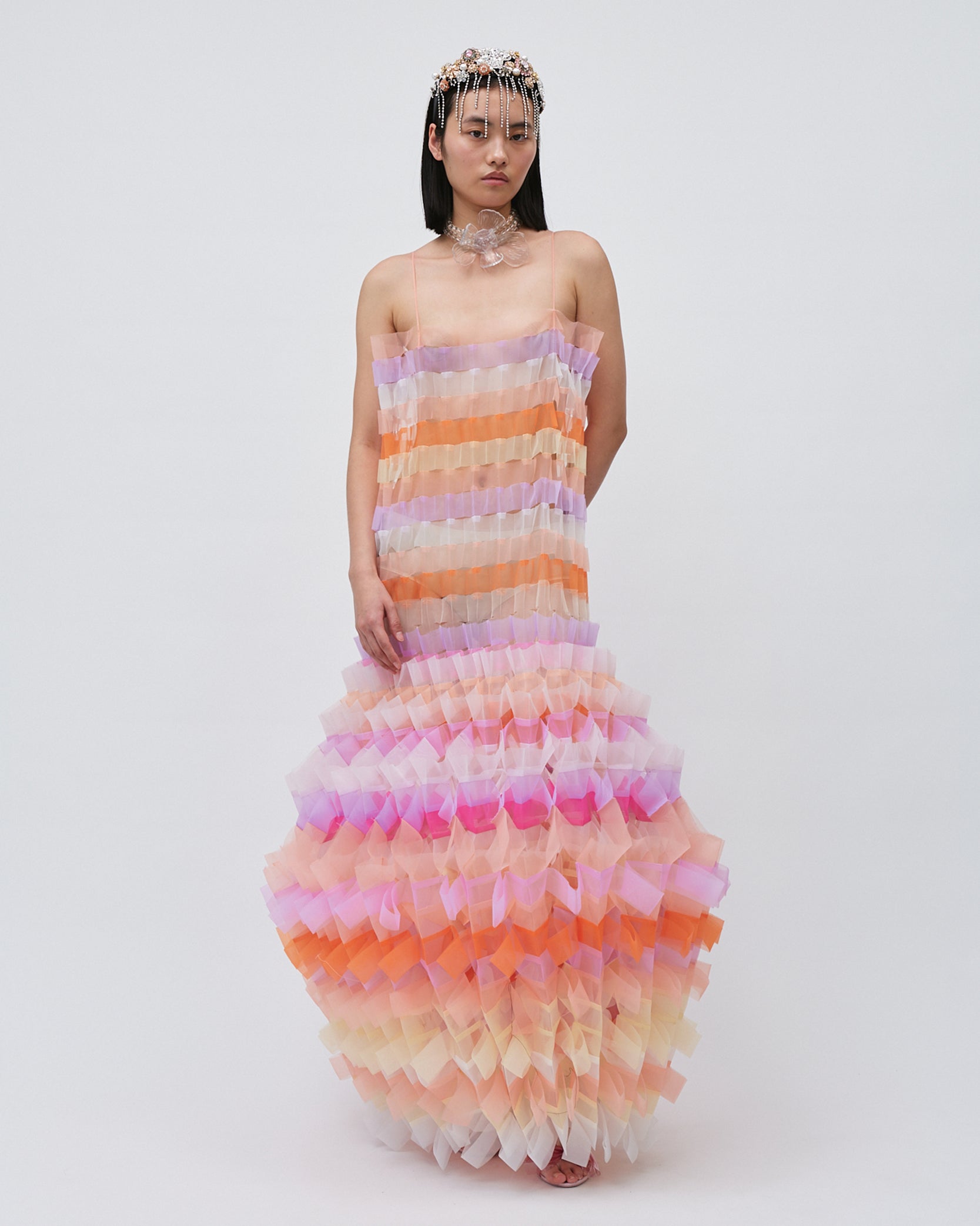 WOMENS PLEATED LAYERED MINI DRESS BRIDAL WEDDING EVENING WEAR IN SUNSET PALETTE PINK ORANGE PURPLE