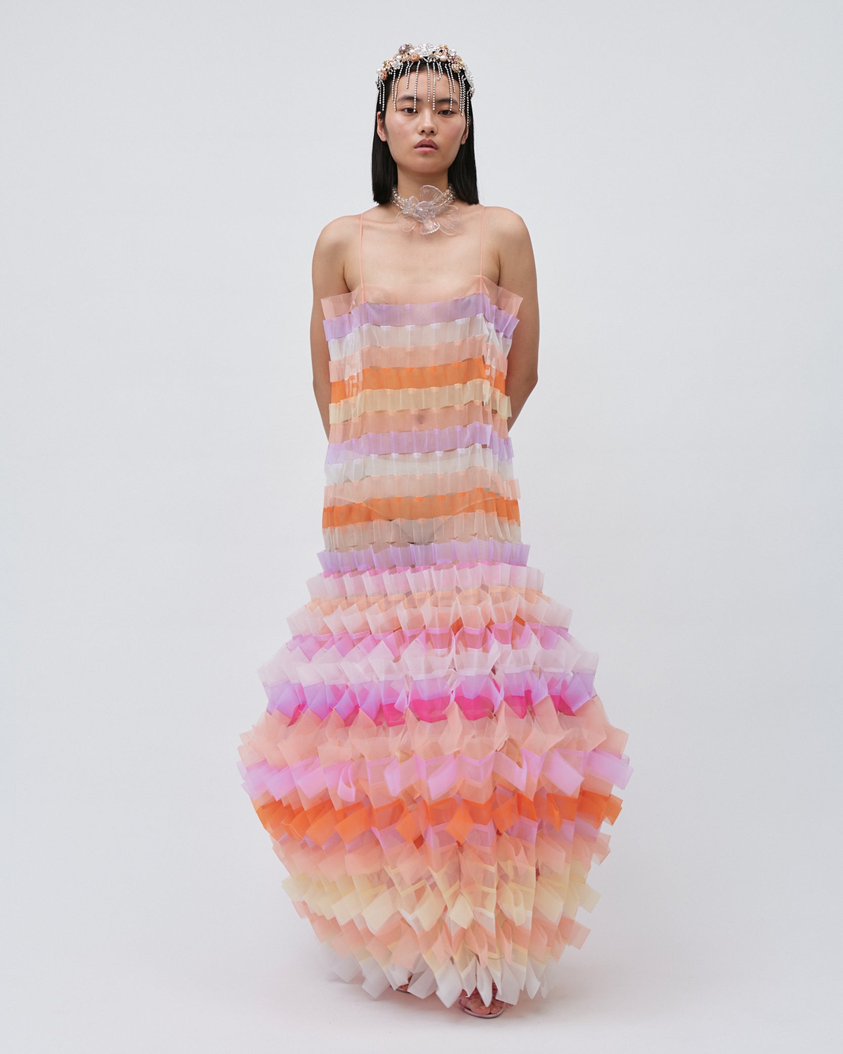 WOMENS PLEATED LAYERED MINI DRESS BRIDAL WEDDING EVENING WEAR IN SUNSET PALETTE PINK ORANGE PURPLE