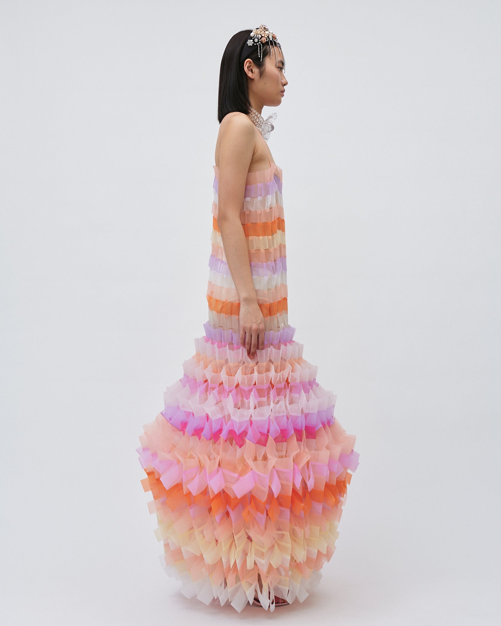 WOMENS PLEATED LAYERED MINI DRESS BRIDAL WEDDING EVENING WEAR IN SUNSET PALETTE PINK ORANGE PURPLE