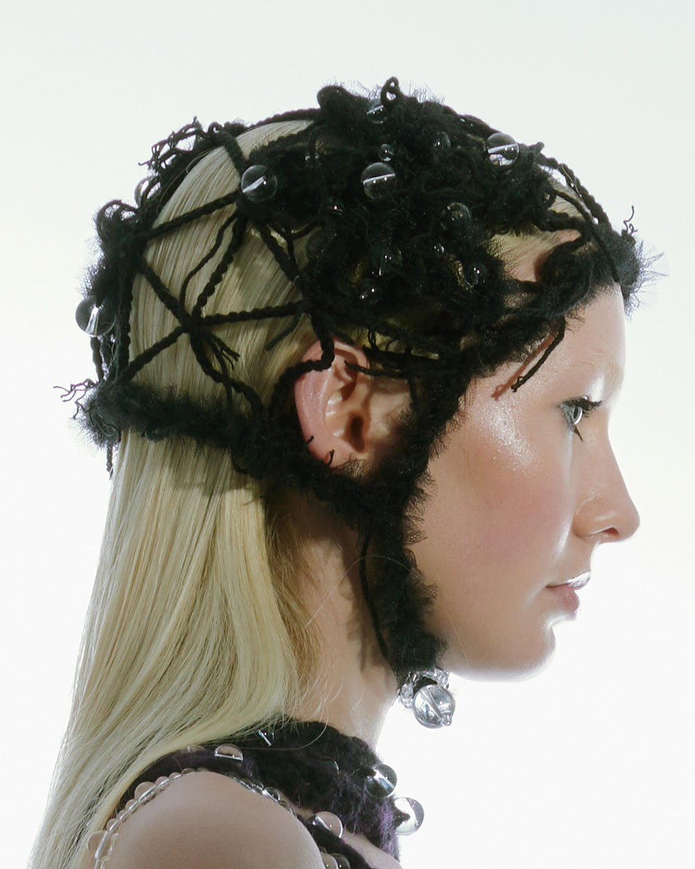 BEADED BONNET WOMEN BLACK FACE GARMENT