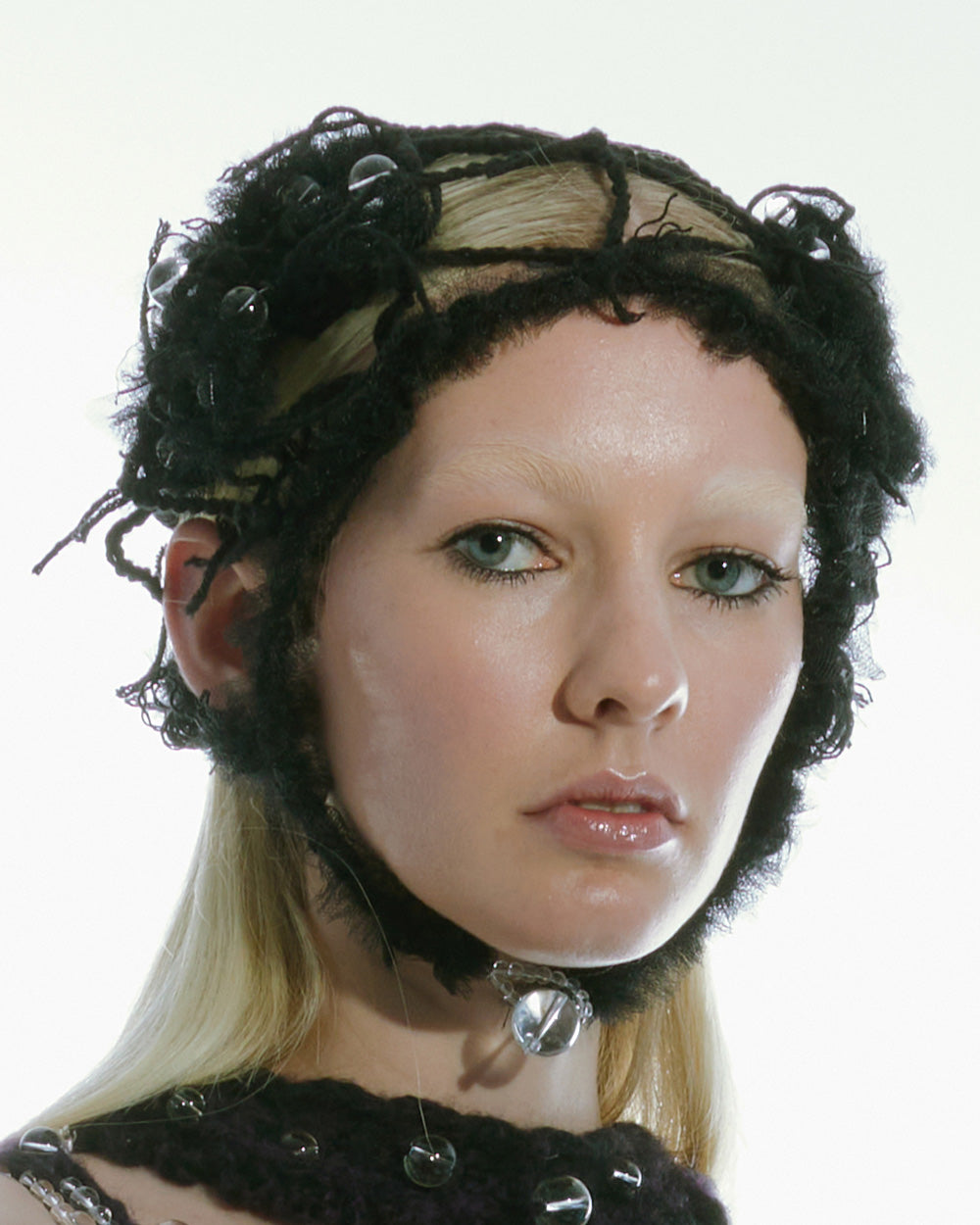 BEADED BONNET WOMEN BLACK FACE GARMENT