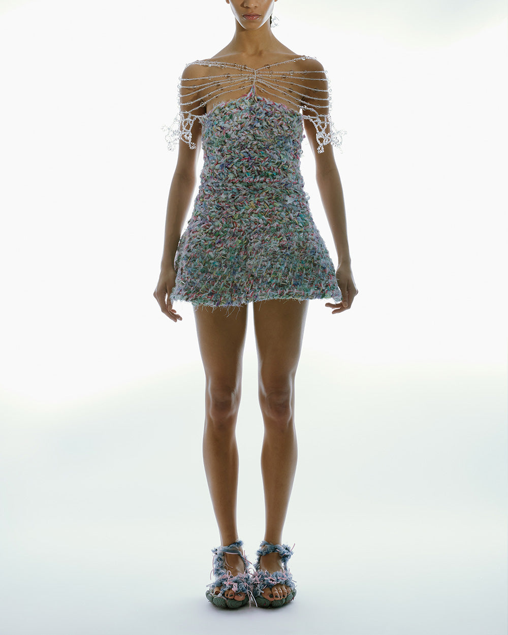 BEADED CROCHET COCKTAIL DRESS