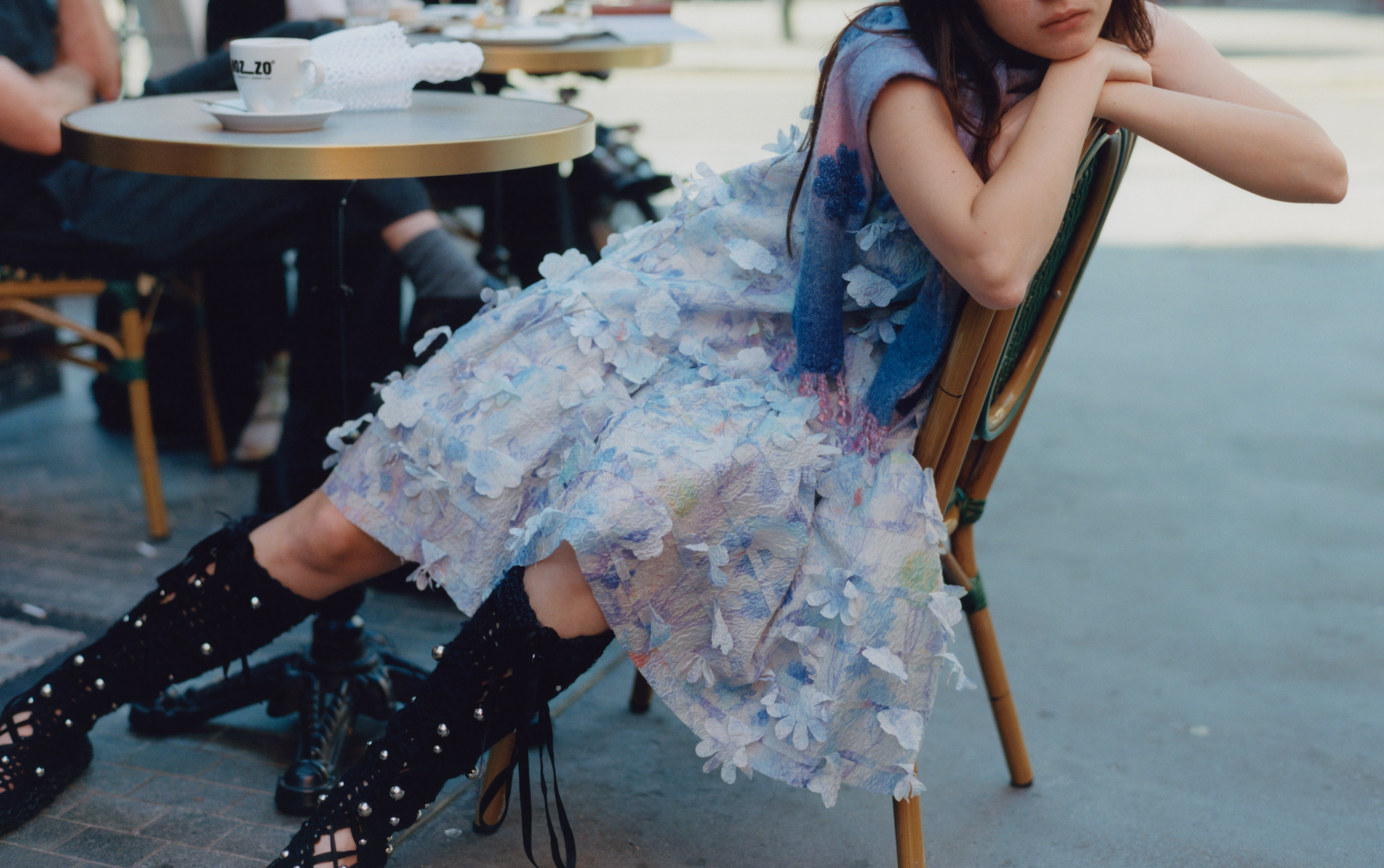 SUSAN FANG FLOWER-LASER CUT MINI DRESS