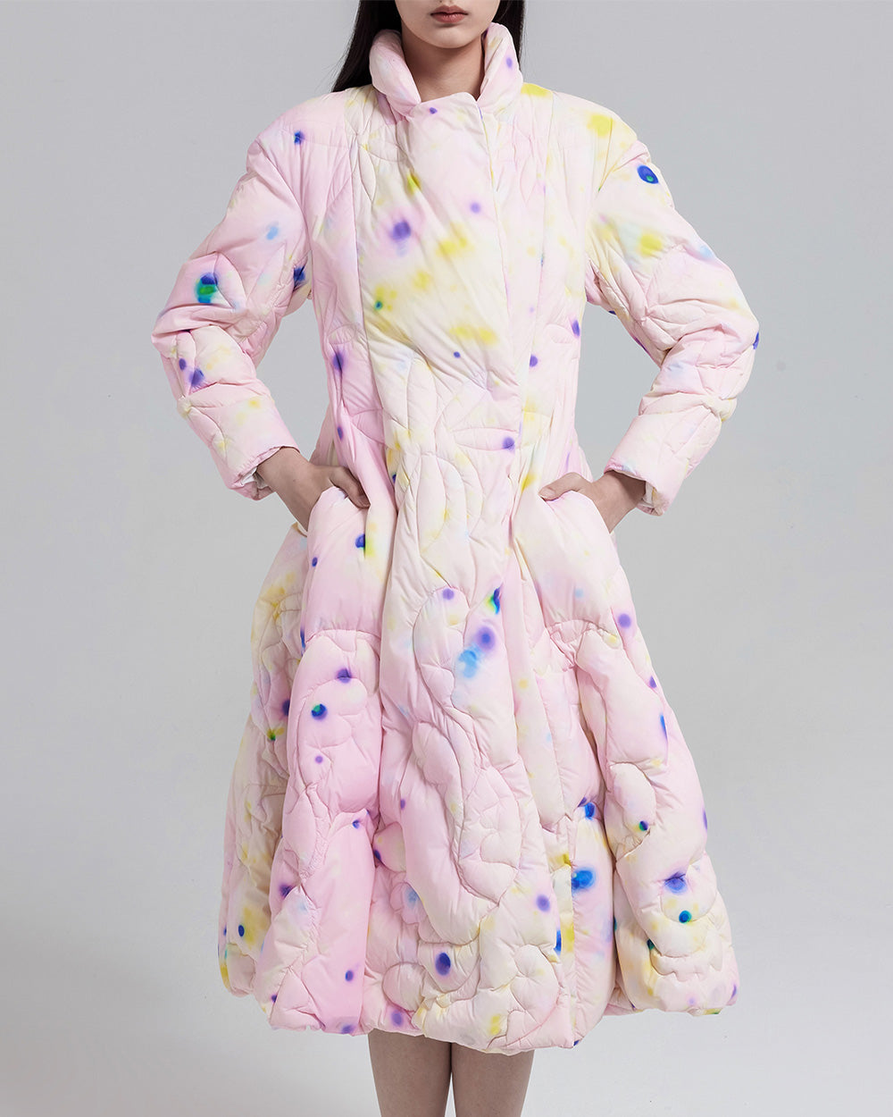 Pink Print Quilted Puffer Coat Pink Print Quilted Puffer Coat