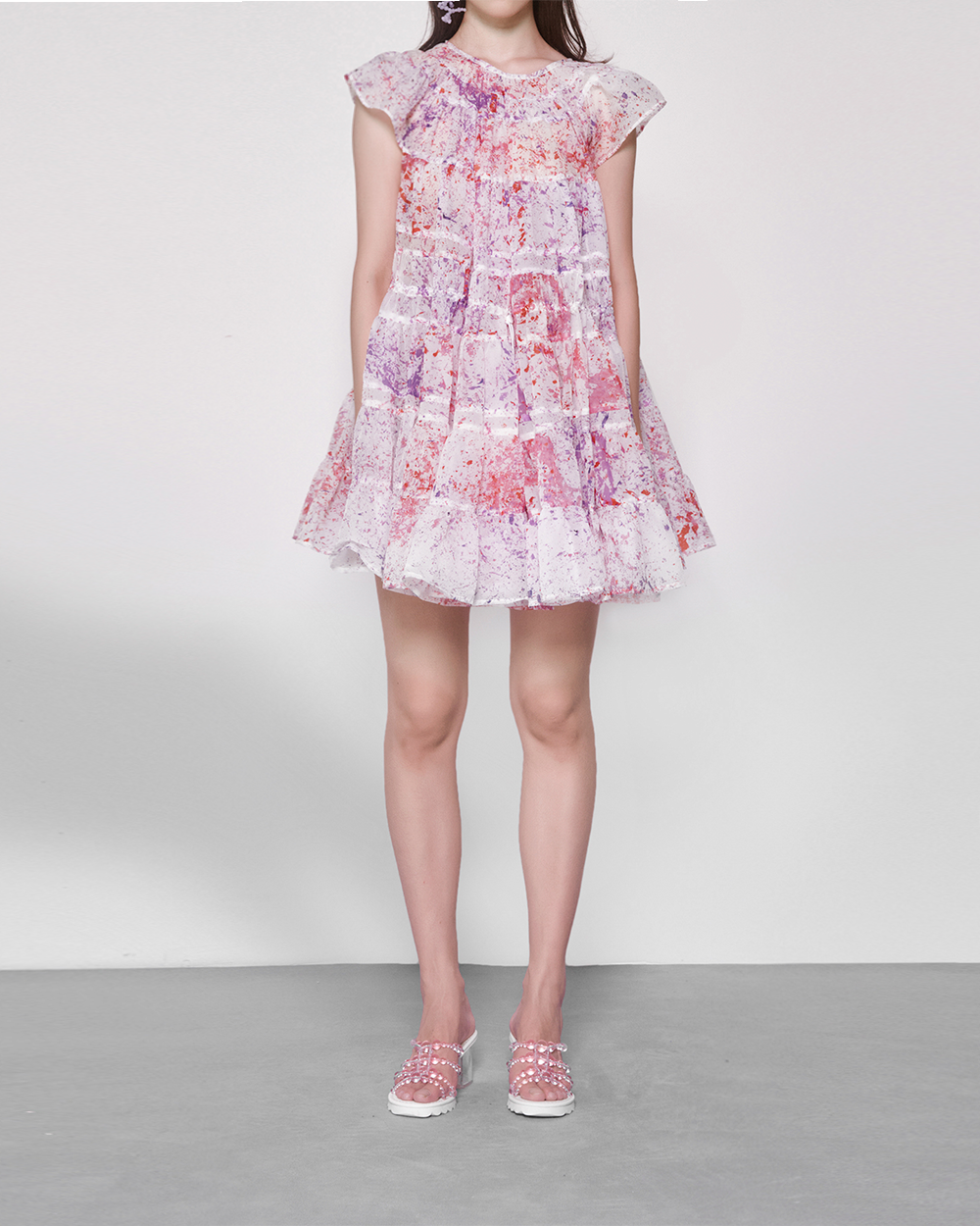 WOMEN GIRL PASTEL MINI SHORT STYLE PINK PRINT SPORTS MINI DRESS