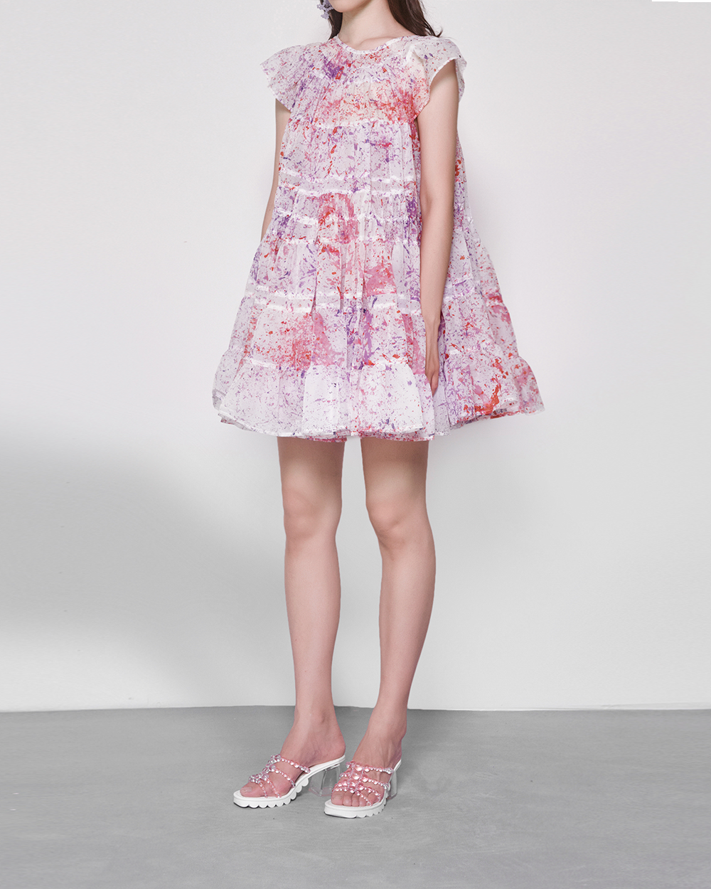 WOMEN GIRL PASTEL SHORT STYLE PINK PRINT SPORTS MINI DRESS