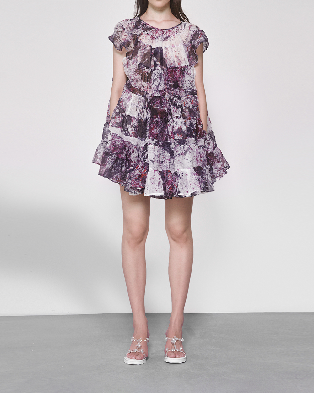 WOMEN GIRL SHORT STYLE PURPLE PRINT SPORTS MINI DRESS