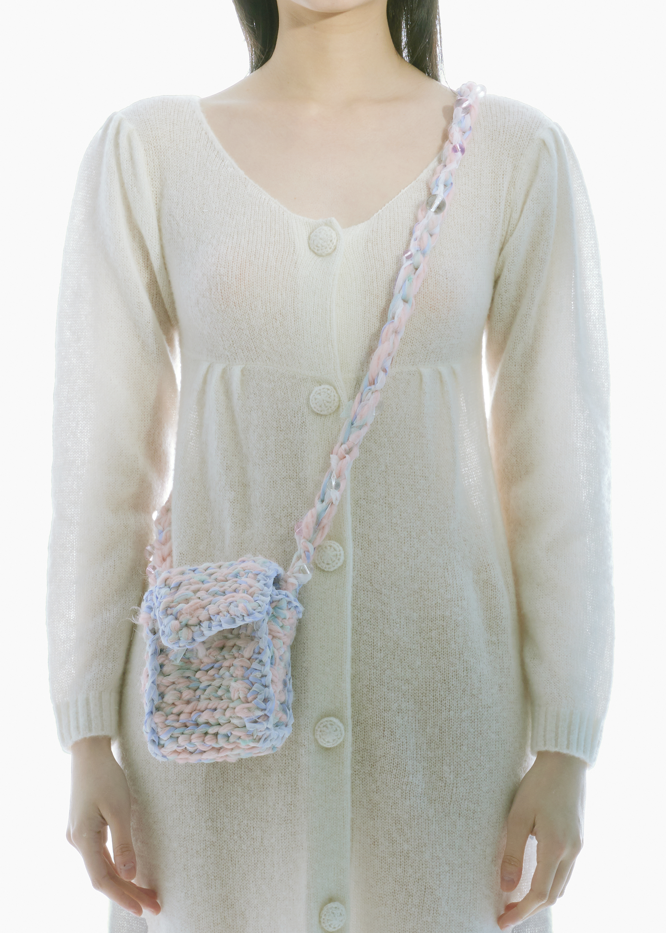 WOOL CROCHET CROSSBODY BAG MINI WOMAN PASTEL