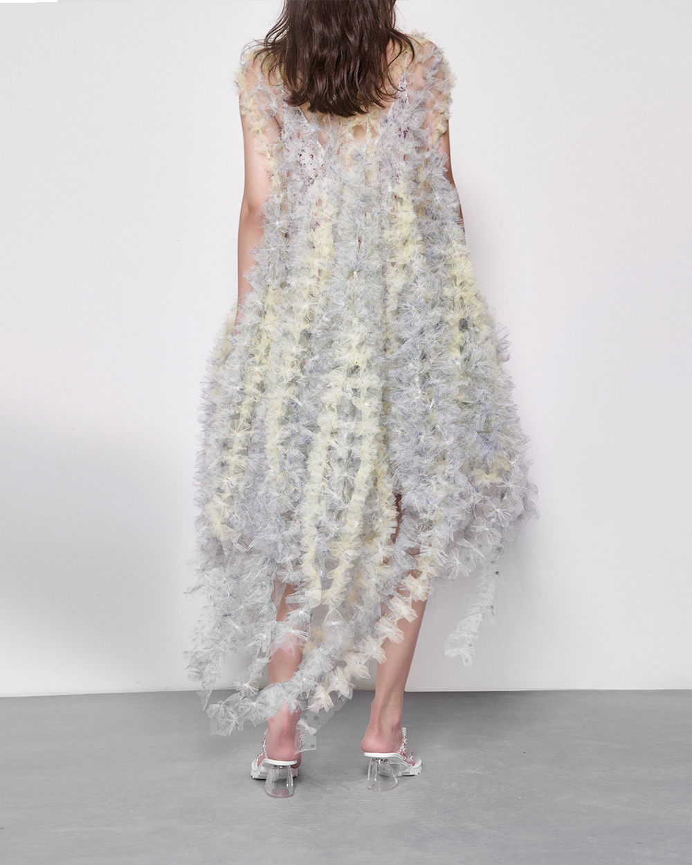 WOMEN GIRL STRAP PASTEL FLOWY STYLE YELLOW AIR RIBBON STRAP DRESS