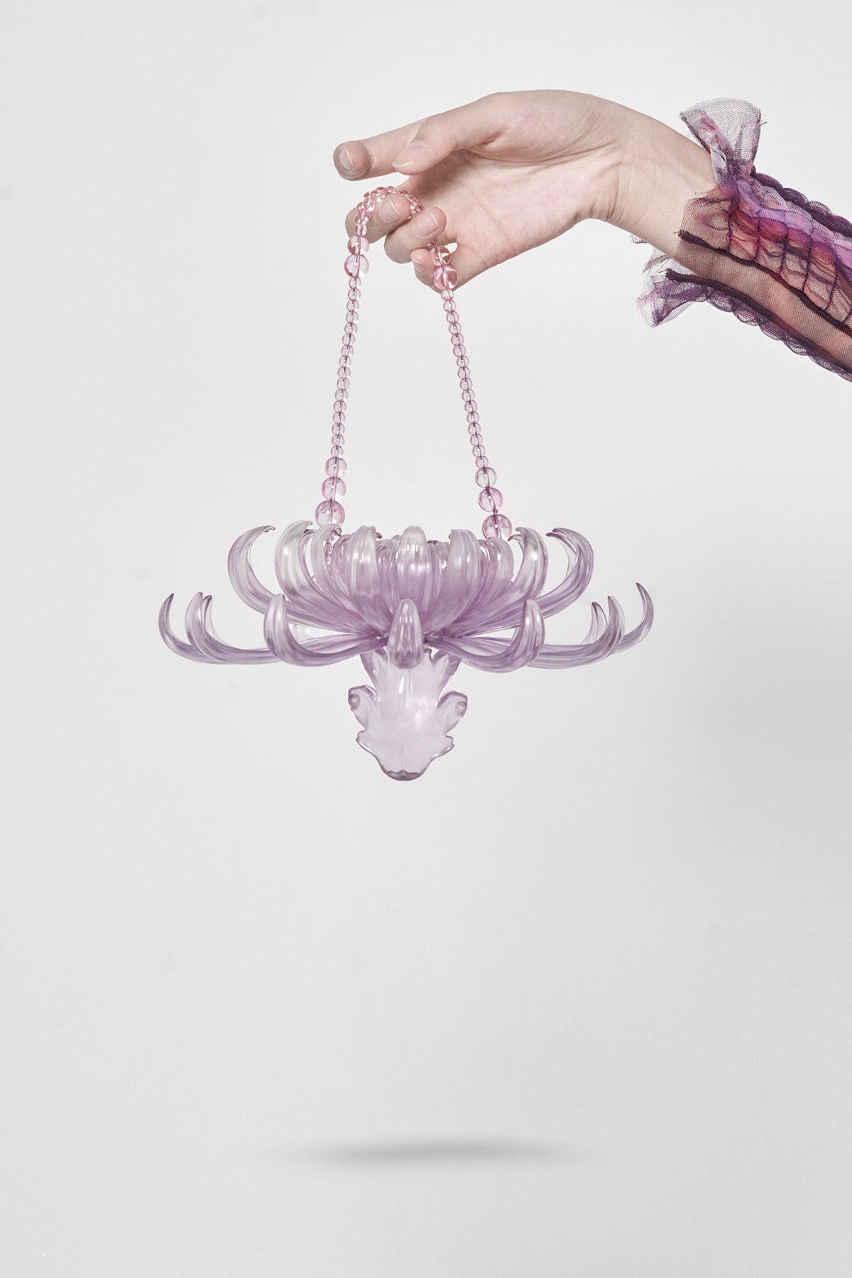 WOMEN GIRL PURSE PURPLE 3D PRINTED CHRYSANTHEMUM LIPSTICK BAG
