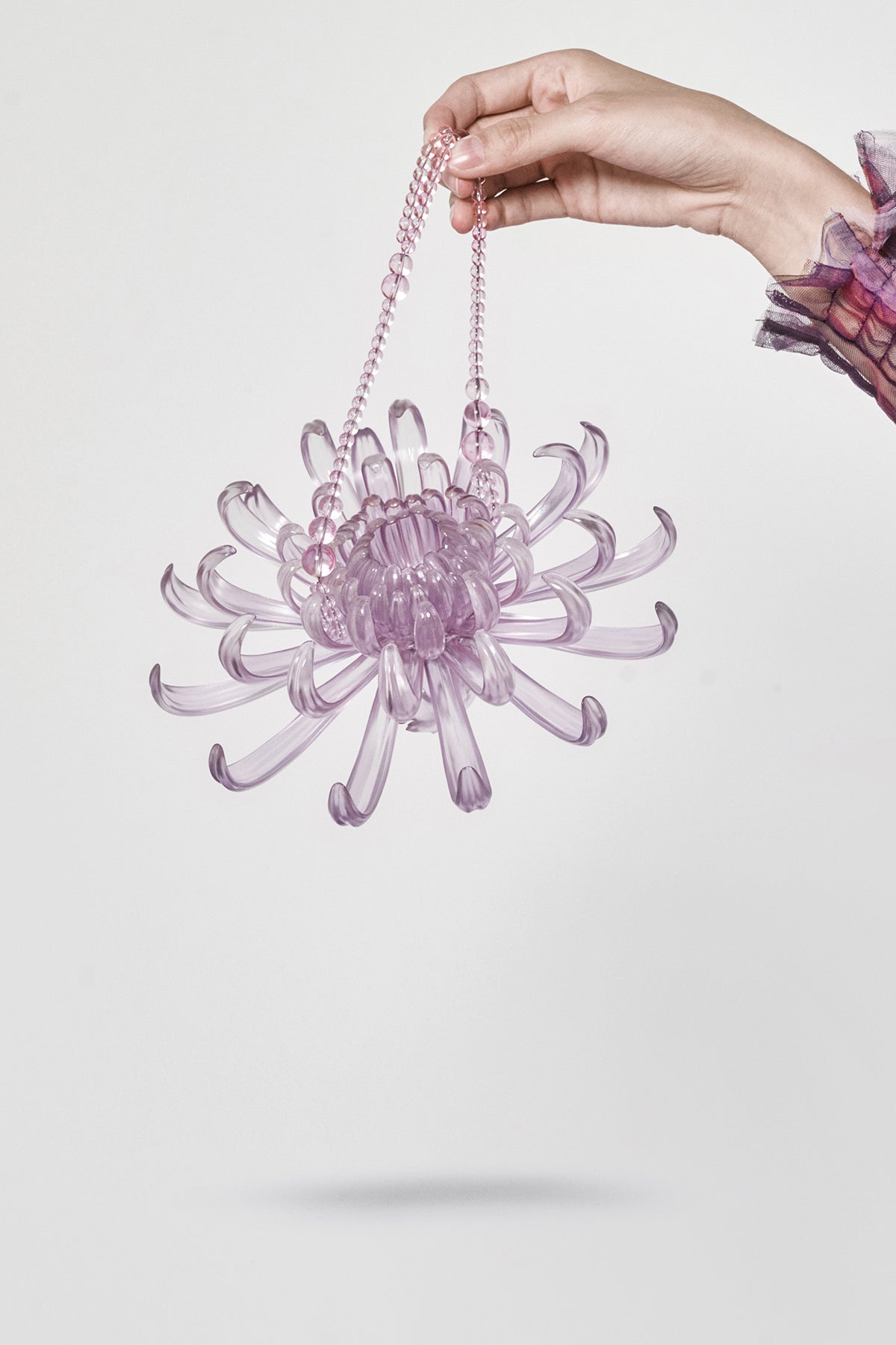 WOMEN GIRL PURSE PURPLE 3D PRINTED CHRYSANTHEMUM LIPSTICK BAG
