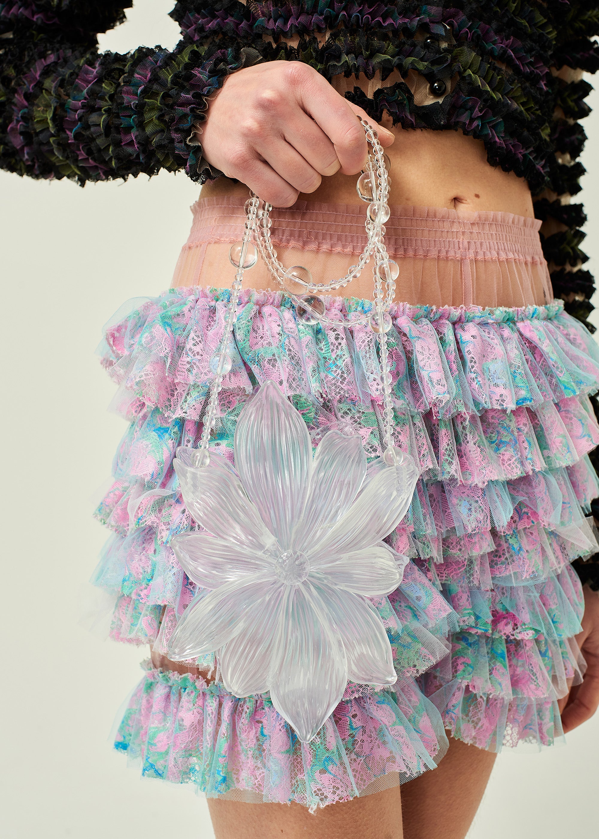WOMEN GIRL ASIAN KOREAN STYLE 3D PRINTED CRYSTAL FLORAL PHONE BAG SMALL CROSSBODY BAG