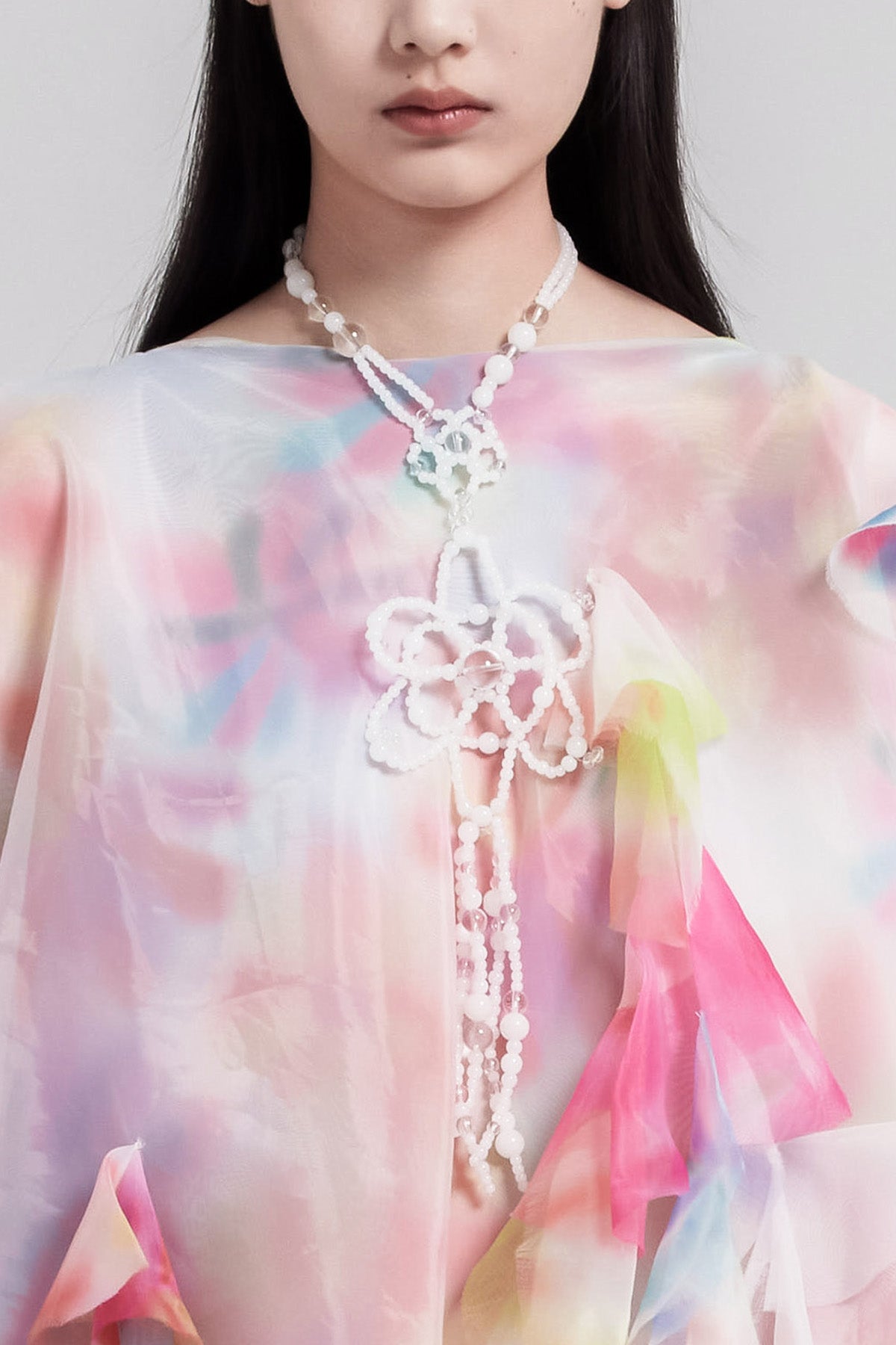 WOMEN GIRL WHITE ACCESSORY STYLE FLOWER BUBBLE LOTUS TASSEL