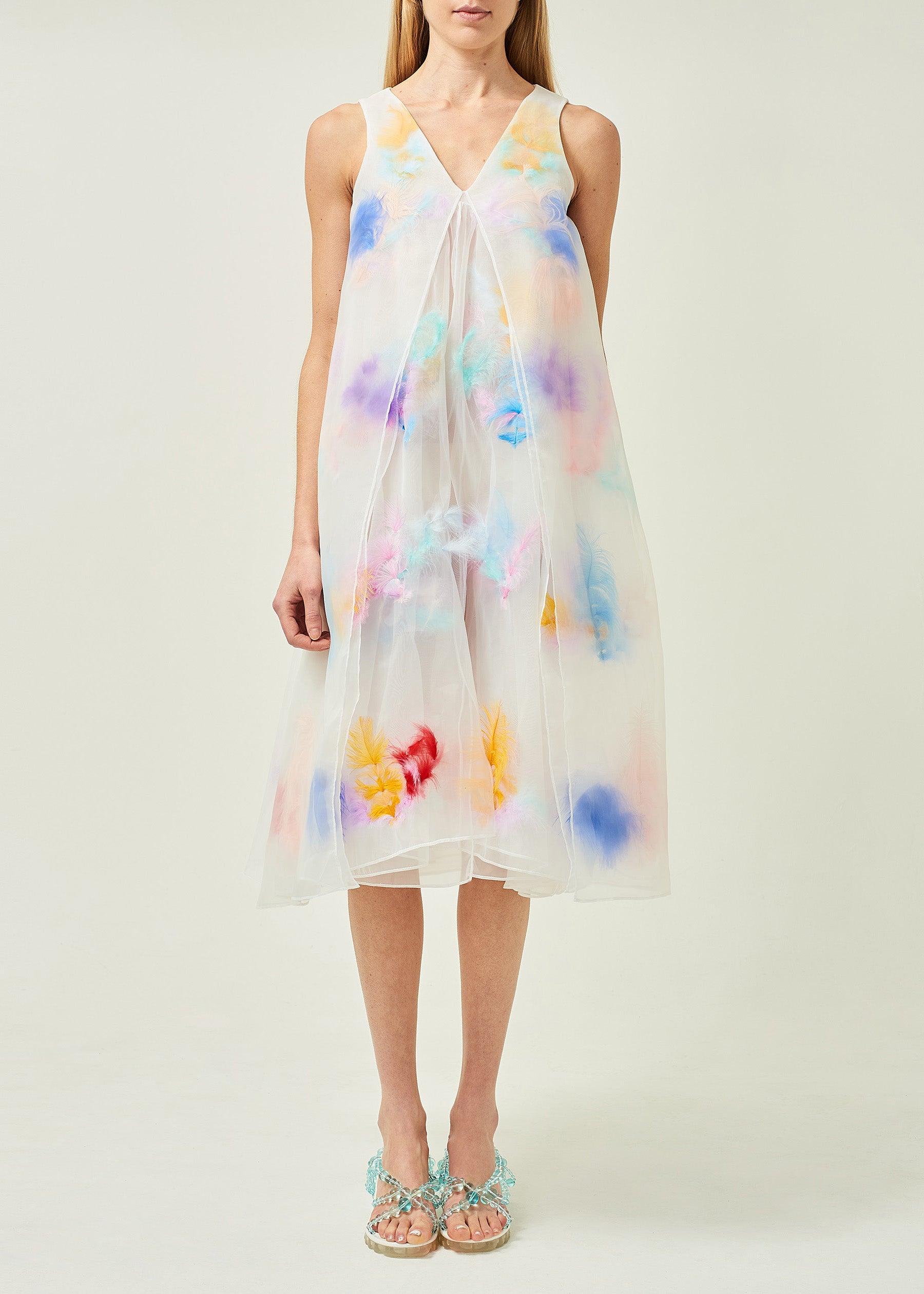 LAYERED FEATHER ORGANZA DRESS LAYERED FEATHER ORGANZA DRESS
