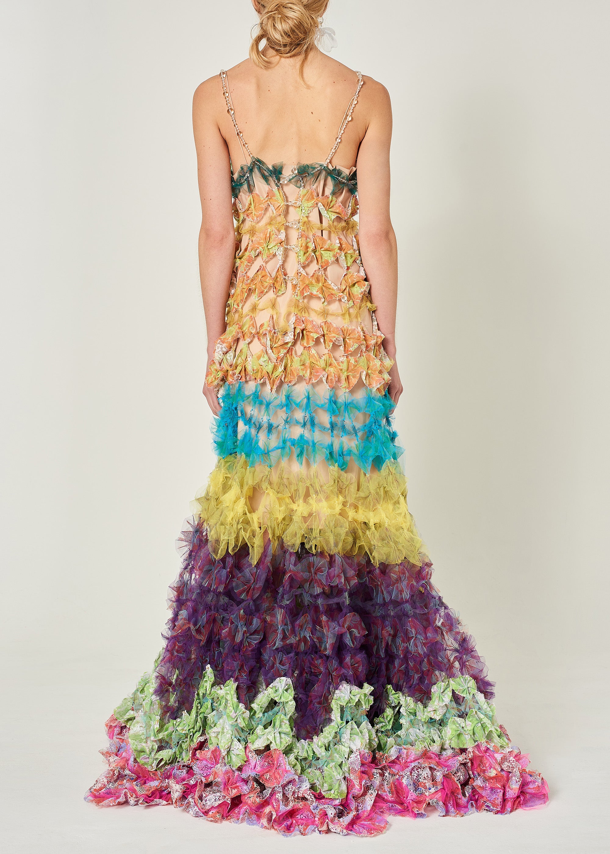WOMEN LONG COLOURFUL RAINBOW MAXI AIR FLOWER GOWN