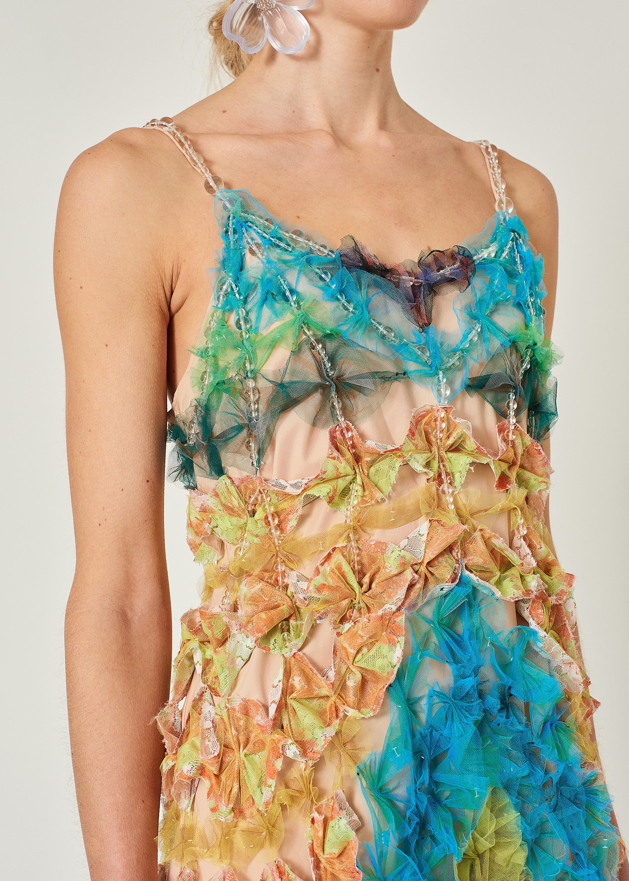WOMEN LONG COLOURFUL RAINBOW MAXI AIR FLOWER GOWN