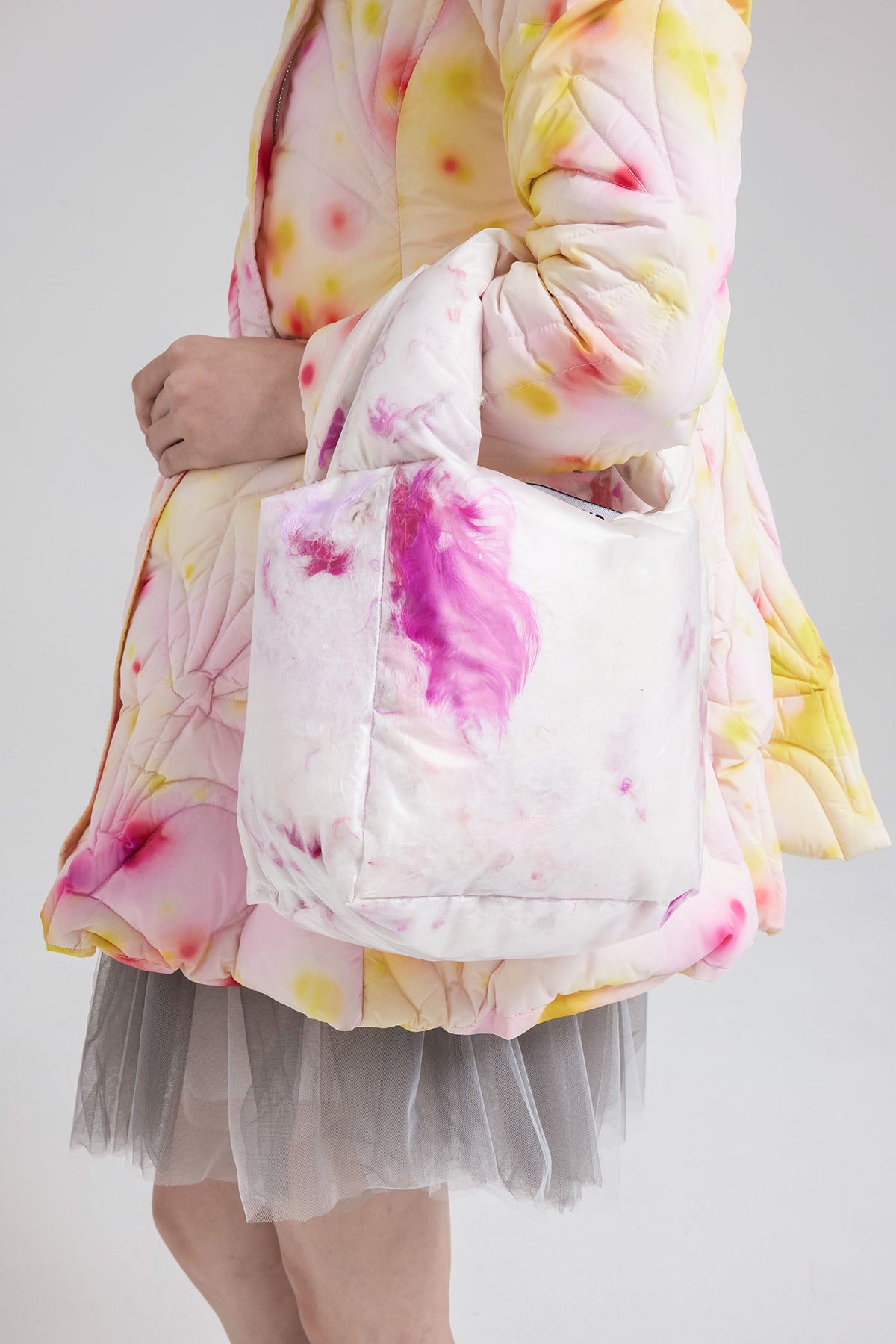 WOMEN GIRL ACCESSORY STYLE WHITE PINK BAG SHOULDER MINI PUFFER FEATHER MINI