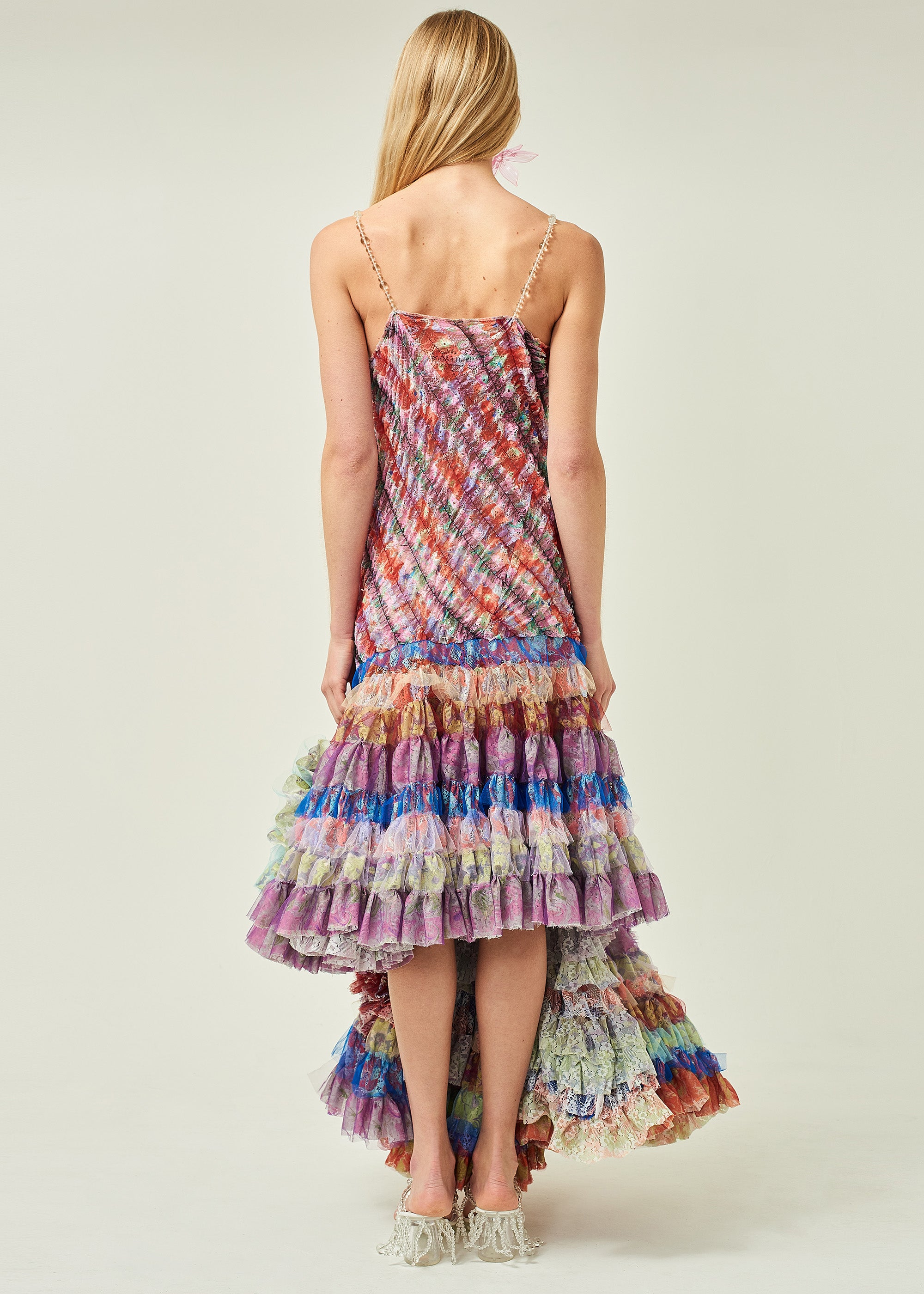 WOMEN STYLE LONG V NECK TIERED MERMAID DRESS