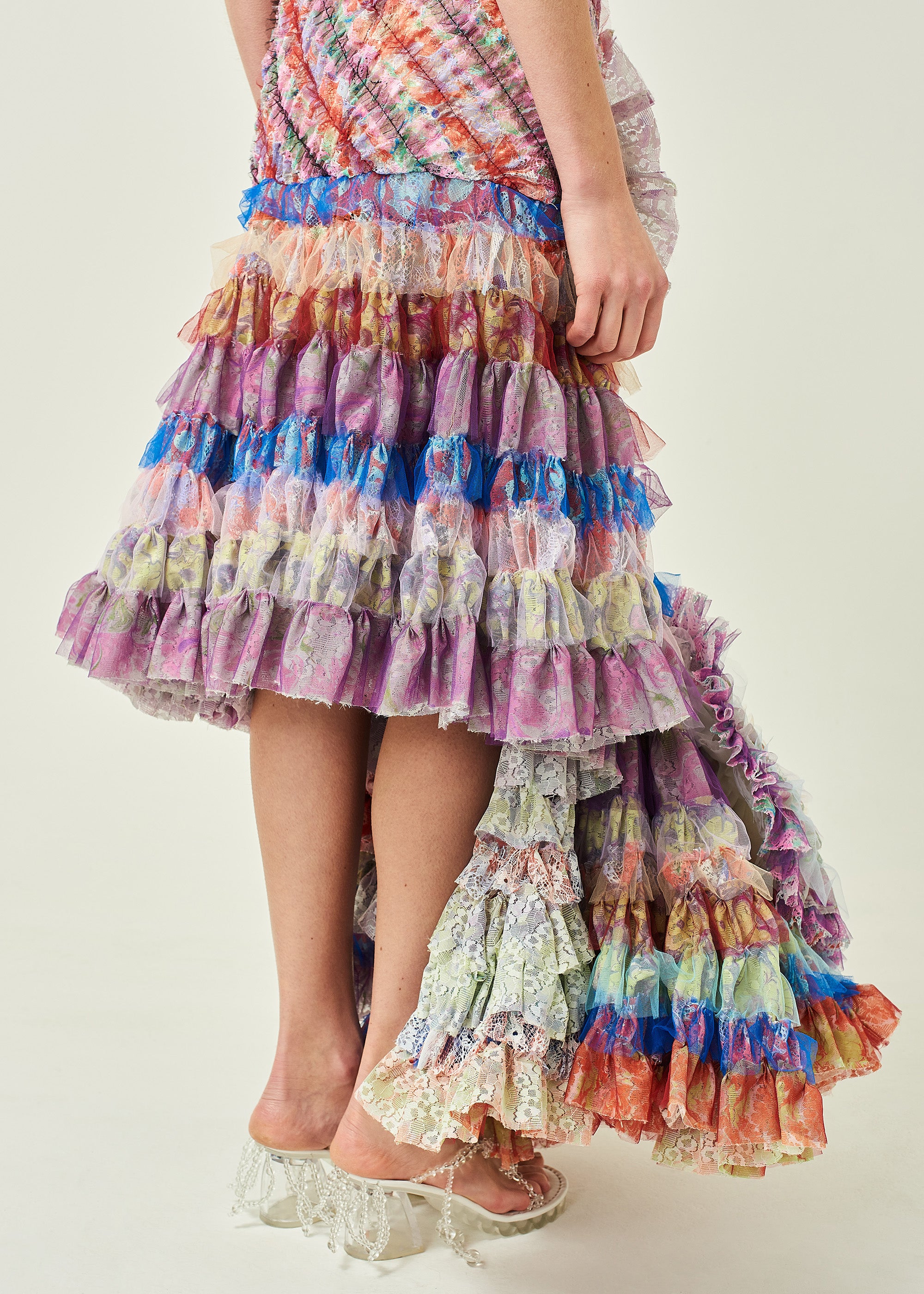 WOMEN STYLE LONG V NECK TIERED MERMAID DRESS