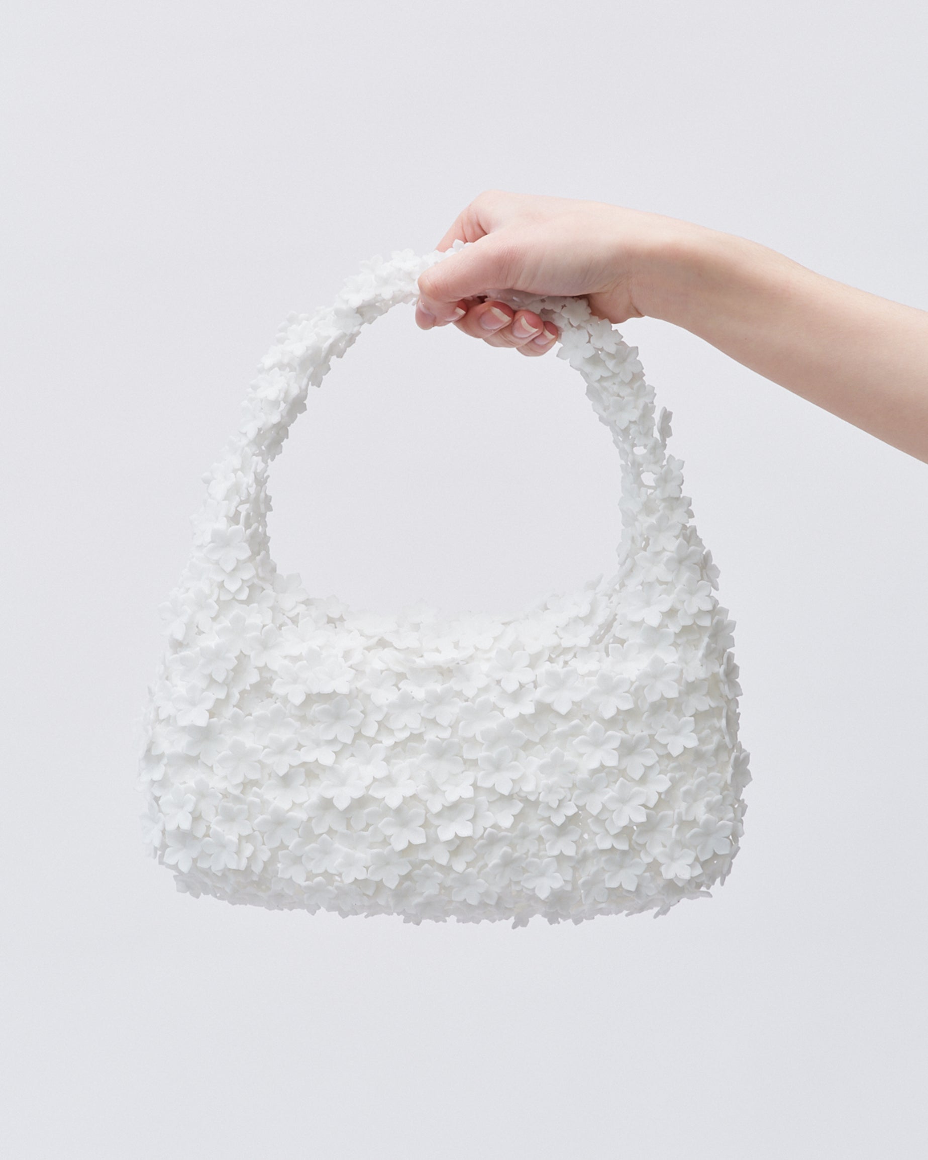 WOMEN GIRL 3D PRINTED FLOWER HANDBAG KOREAN ASIAN STYLE BAG DESIGN WHITE