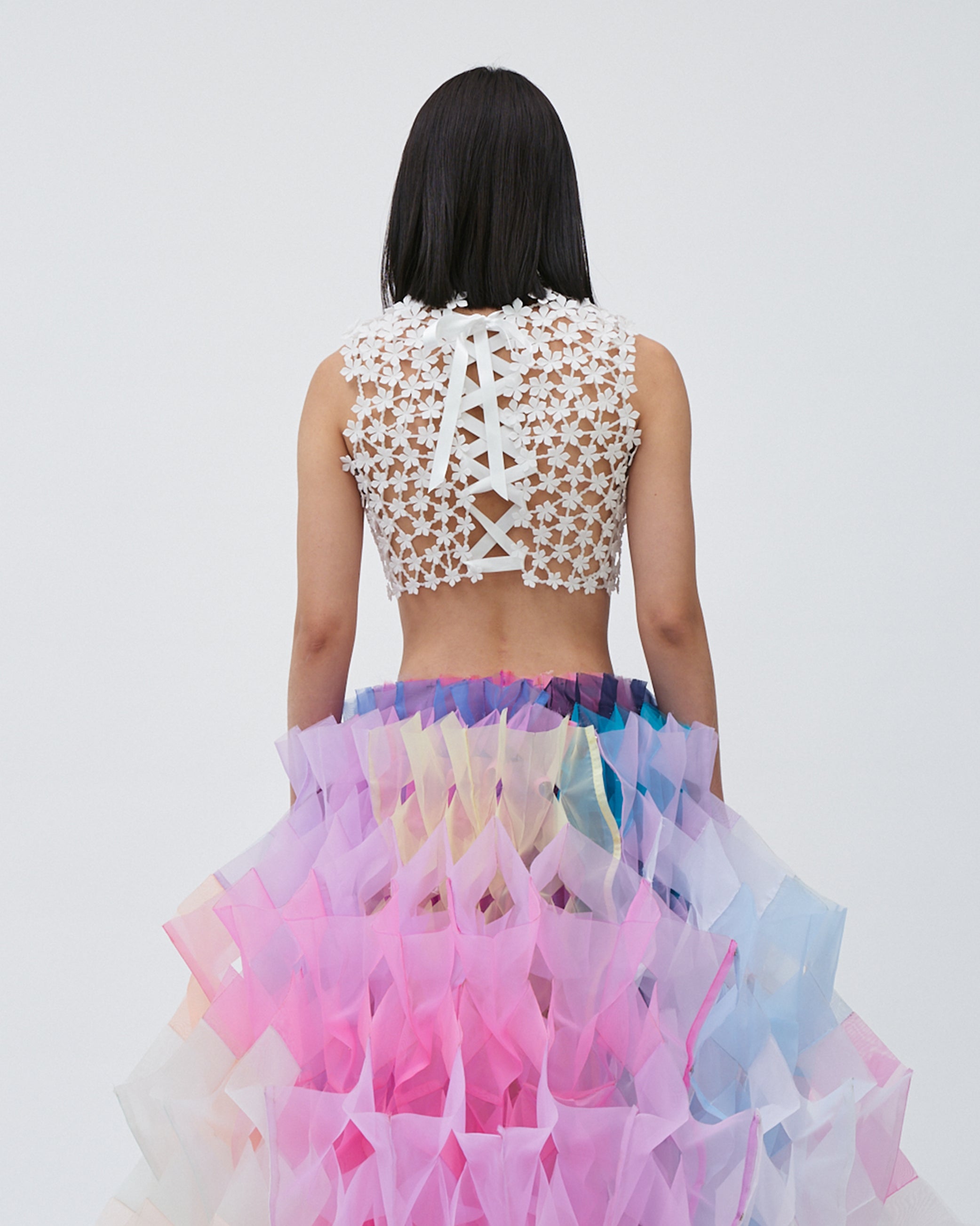 women's top 3d printed top accessory white top with ribbon 