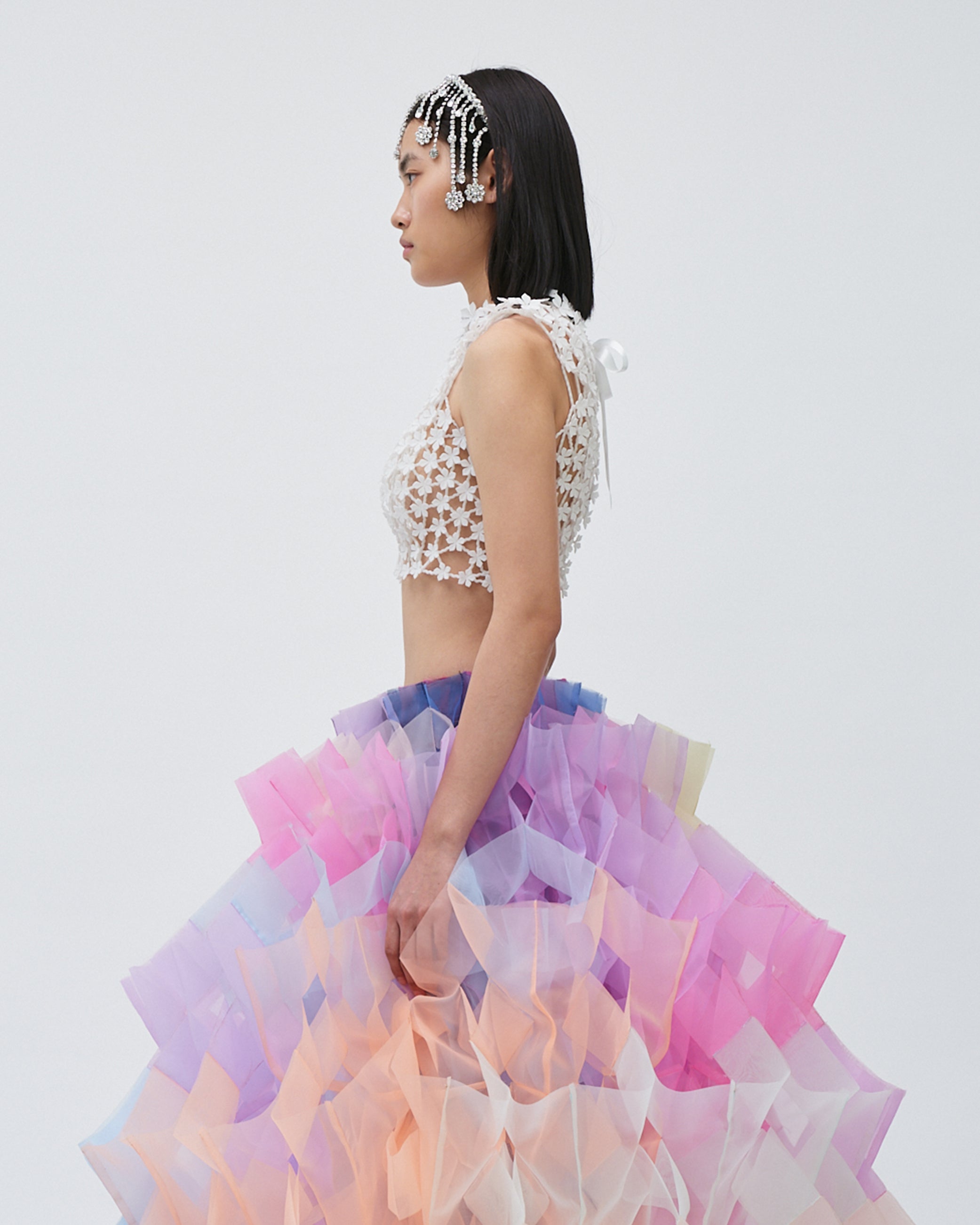 women's top 3d printed top accessory white top with ribbon 