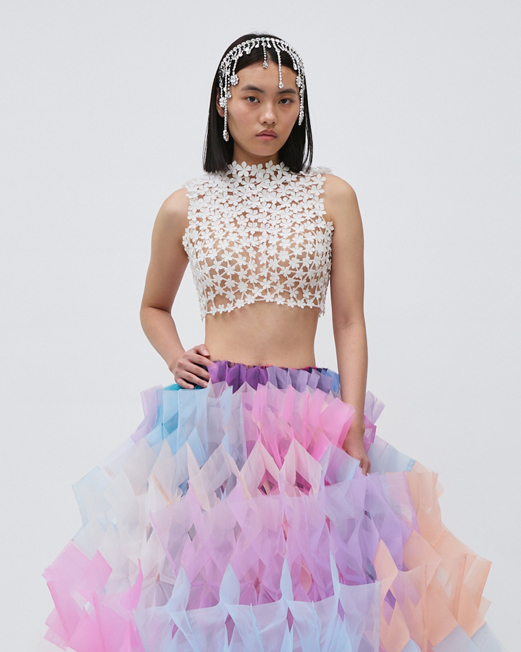 women's top 3d printed top accessory white top with ribbon 