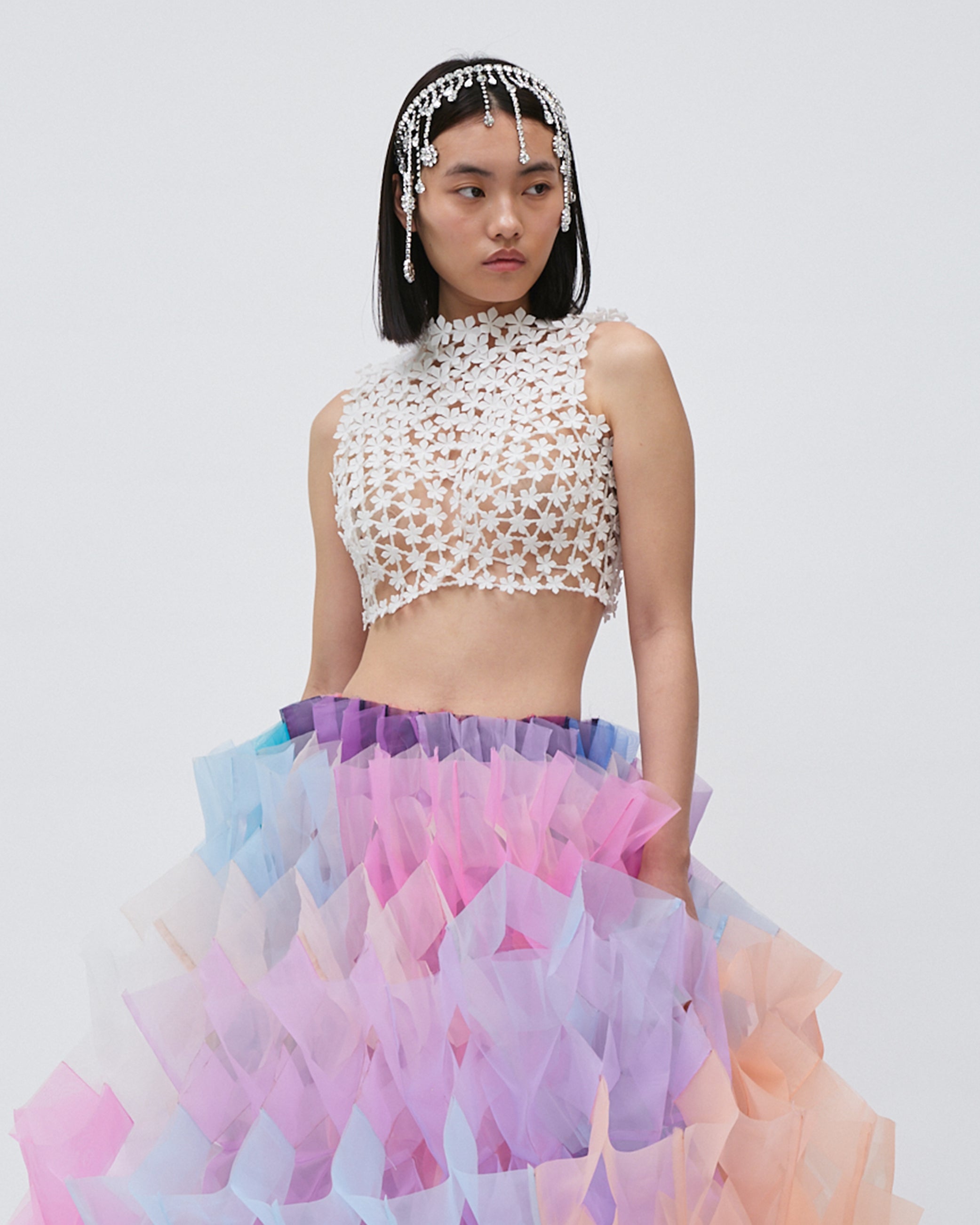 women's top 3d printed top accessory white top with ribbon 