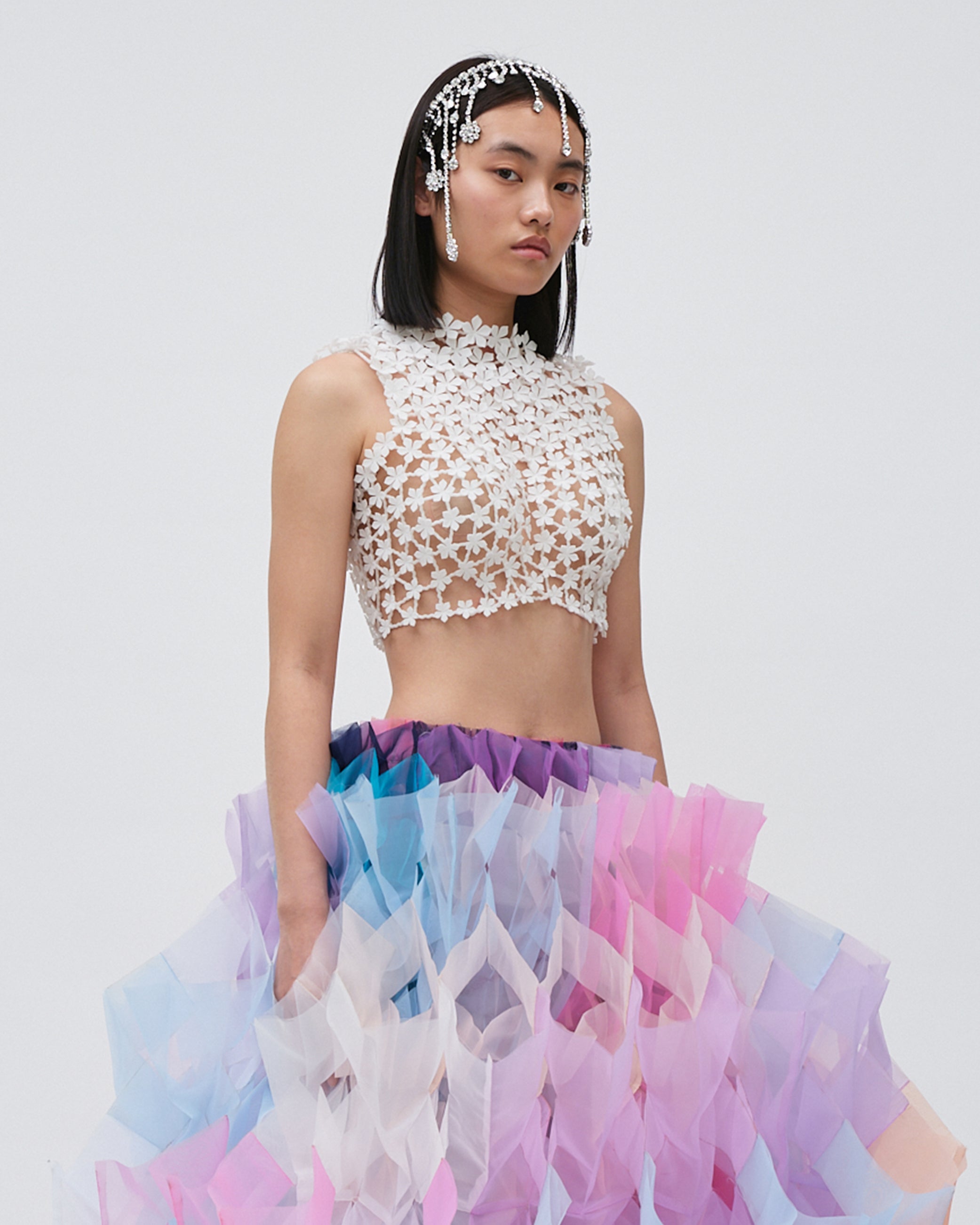 women's top 3d printed top accessory white top with ribbon 