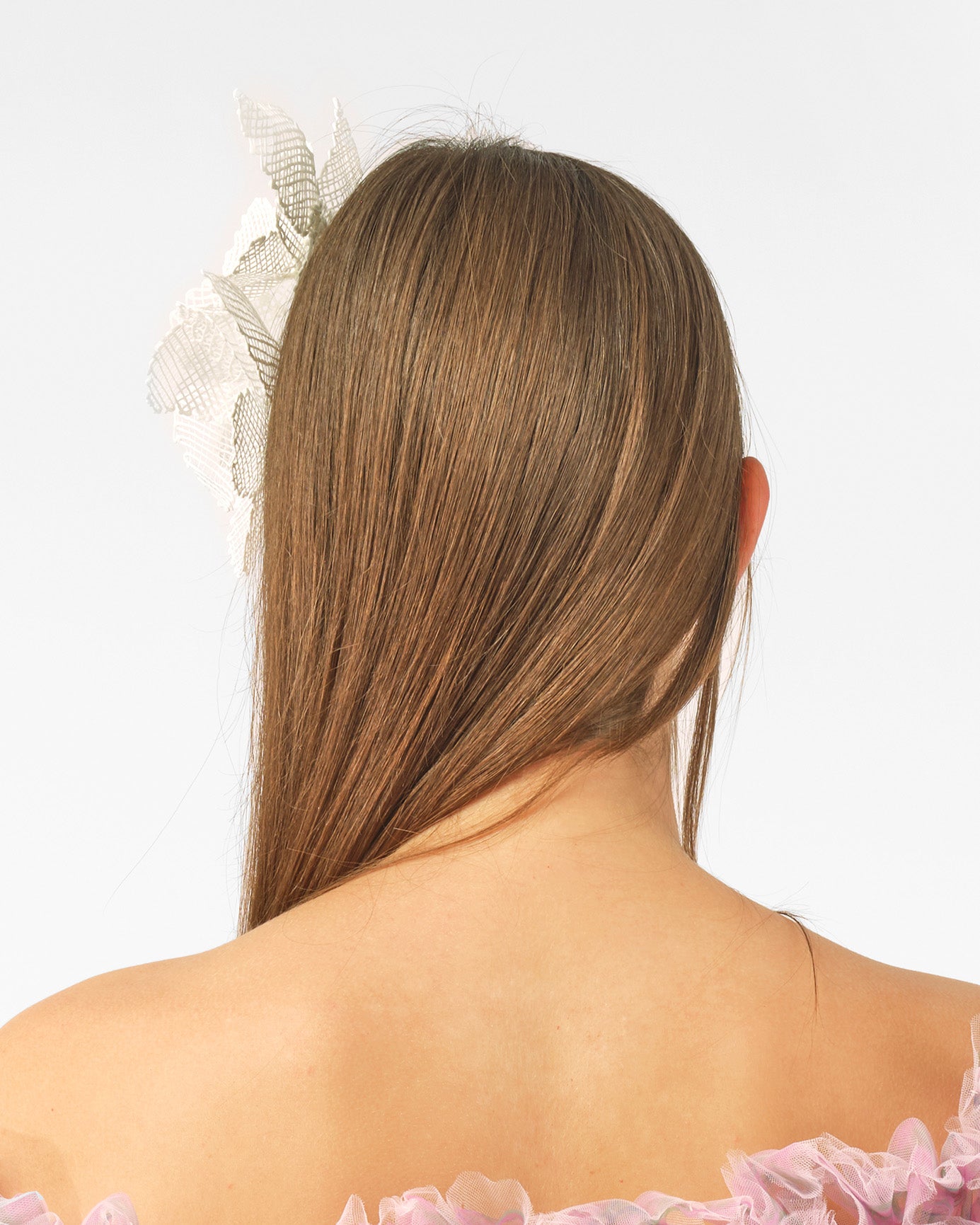 WHITE GIRL WOMEN 3D PAINTED GRID FLOWER HAIR CLIP 
