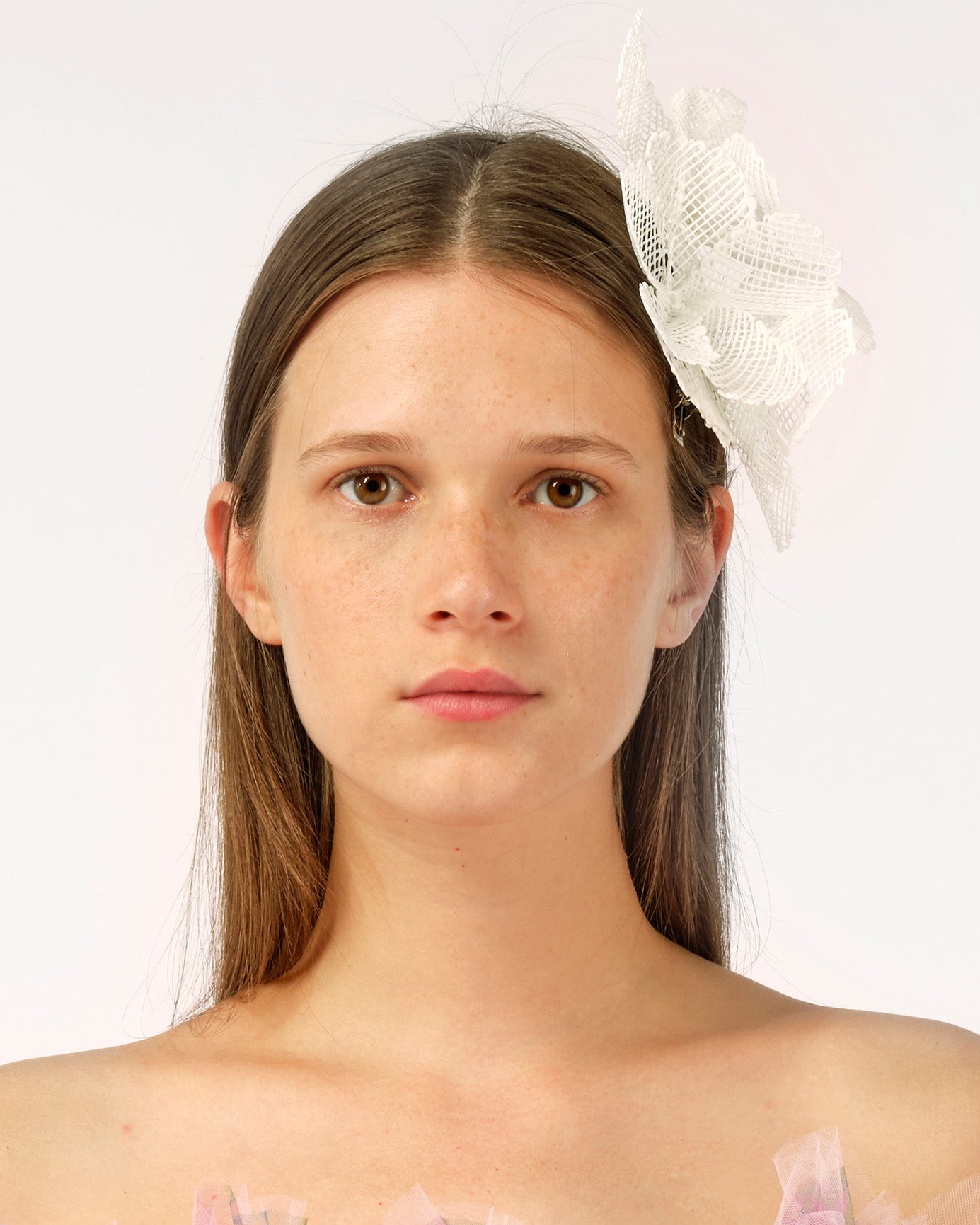 WHITE GIRL WOMEN 3D PAINTED GRID FLOWER HAIR CLIP 
