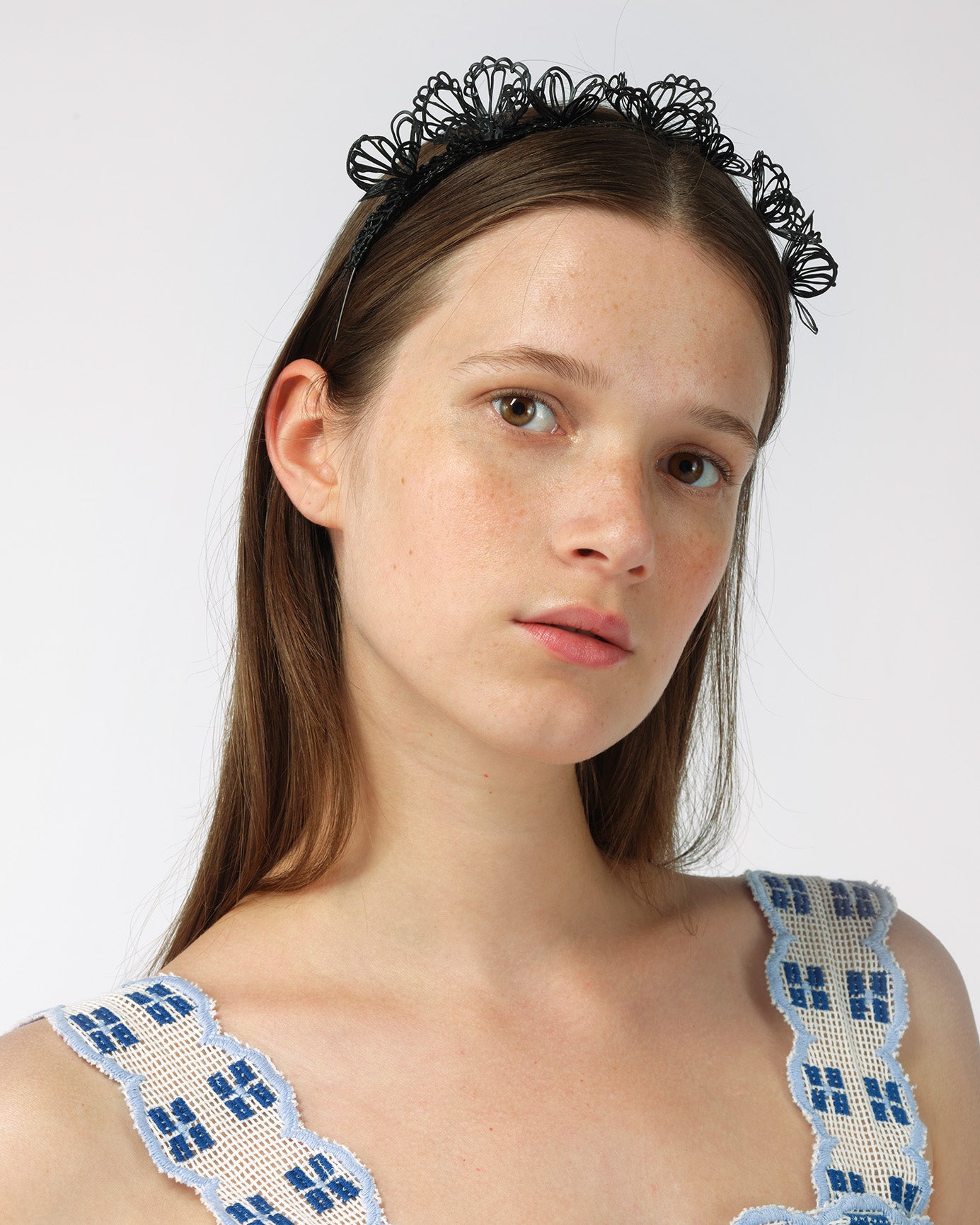 BLACK WOMEN 3D PAINTED FLOWER HEADBAND WEDDING BRIDAL WEAR