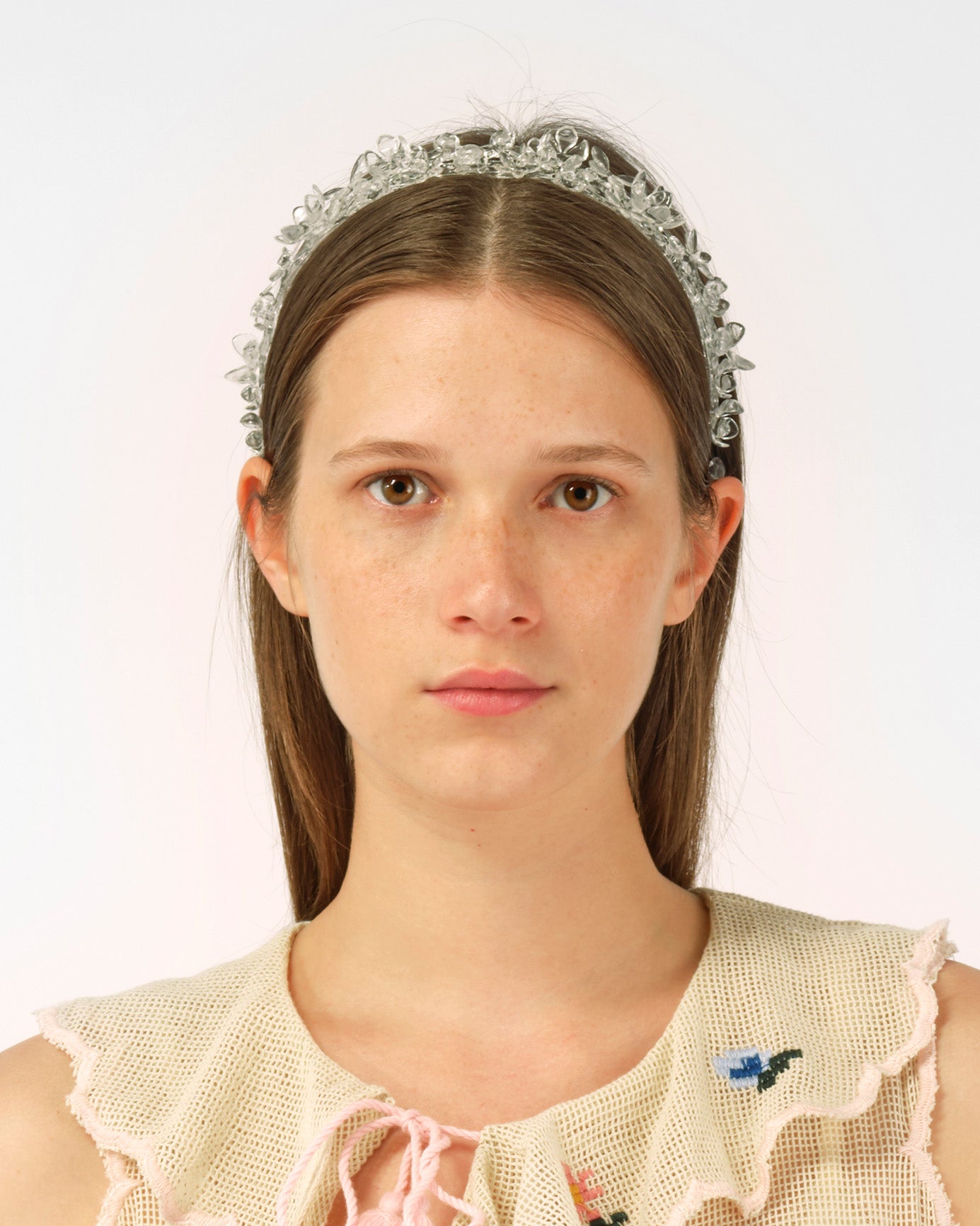 WOMEN GIRL CLEAR TRANSPARENT 3D PRINTED CLUSTER FLOWER HEADBAND HAIR BAND WEDDING BRIDAL EVENING WEAR