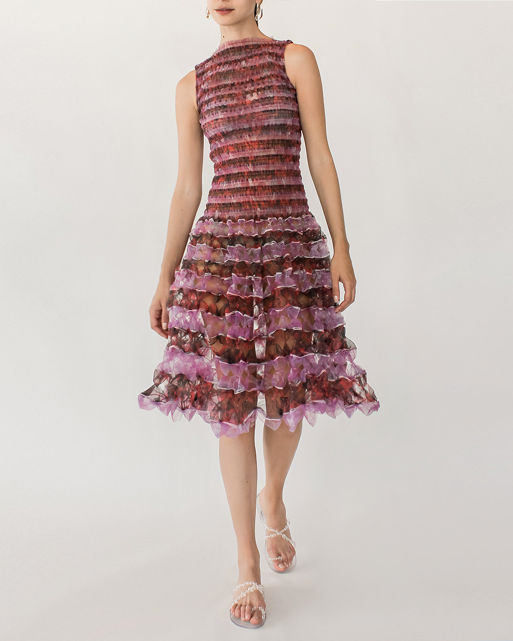 MAGENTA SMOCK AIR-BALLOON DRESS