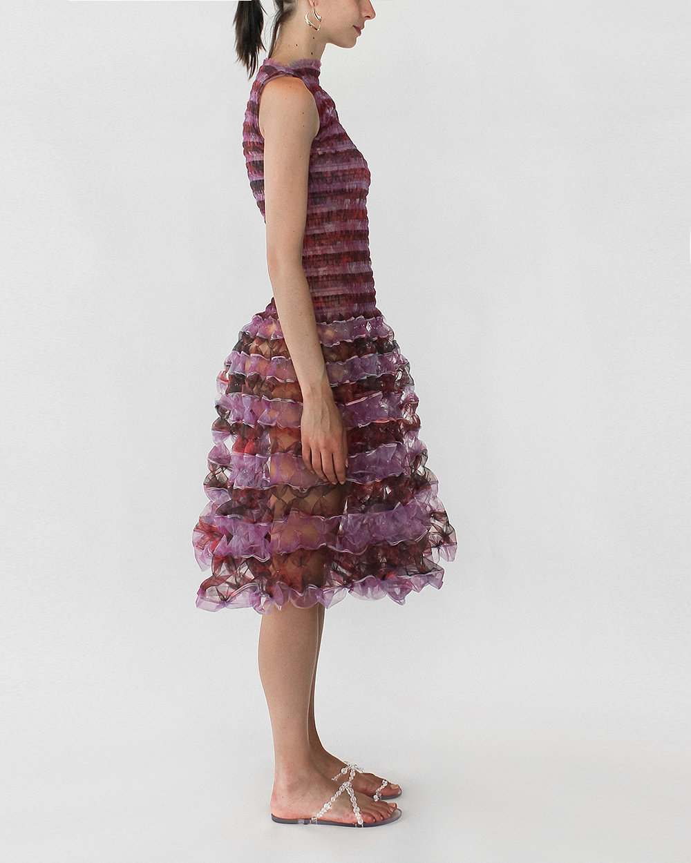 MAGENTA SMOCK AIR-BALLOON DRESS
