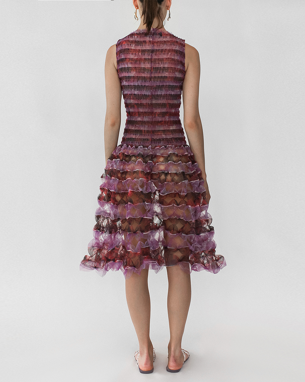 MAGENTA SMOCK AIR-BALLOON DRESS