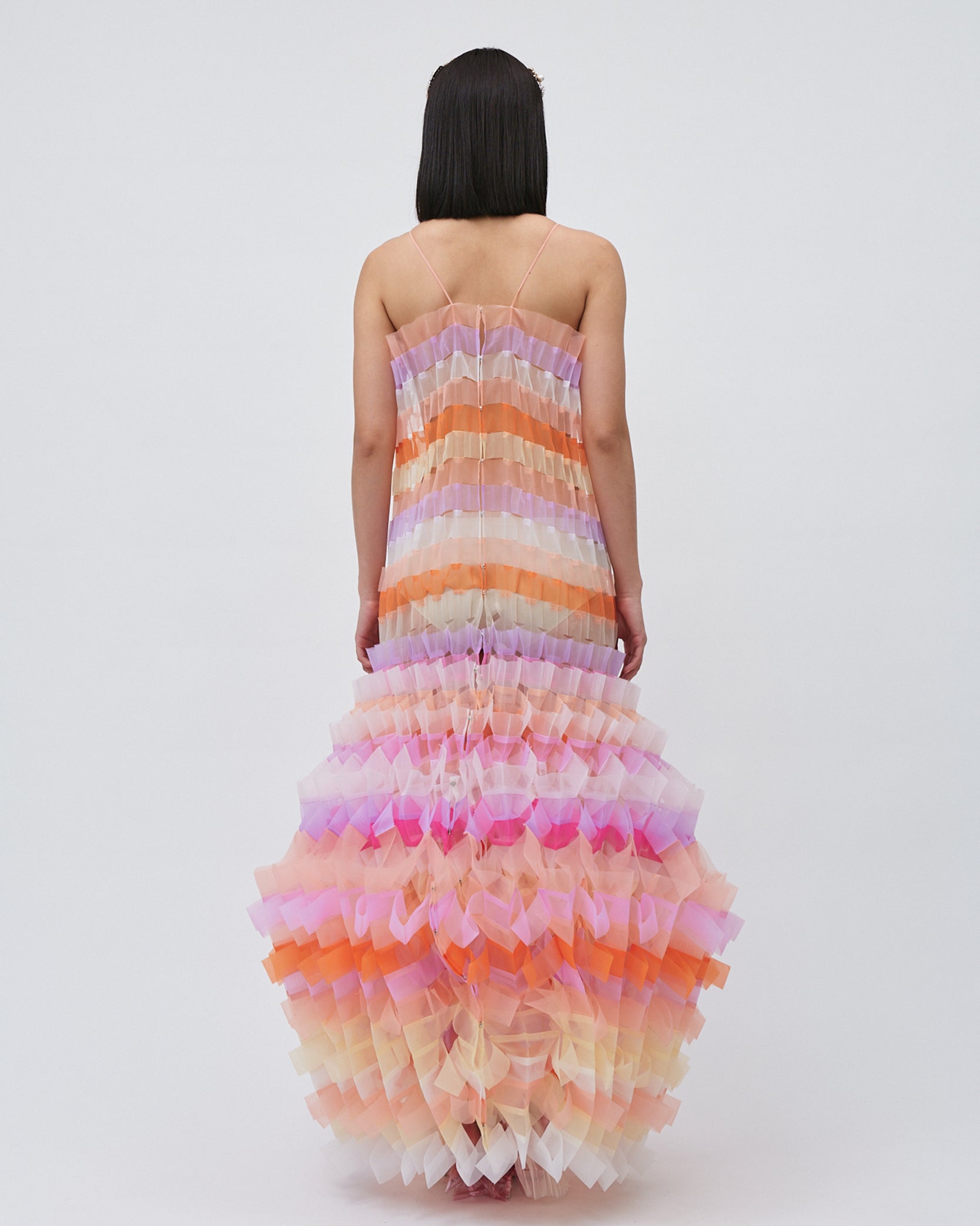 WOMENS PLEATED LAYERED MINI DRESS BRIDAL WEDDING EVENING WEAR IN SUNSET PALETTE PINK ORANGE PURPLE 