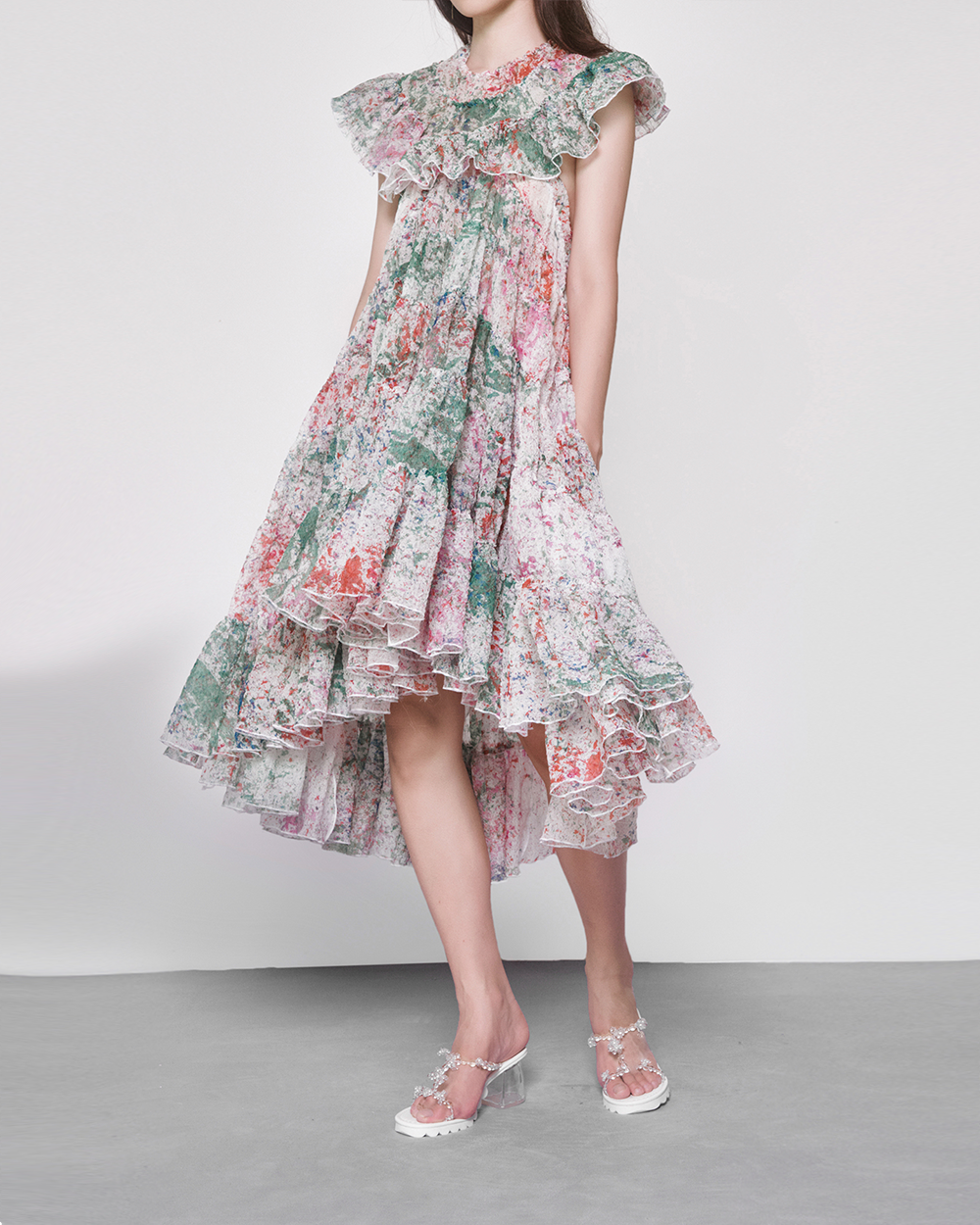 WOMEN GIRL FLOWY SLEEVELESS MINI SHORT BACKLESS PRINTER VOLUME DRESS 