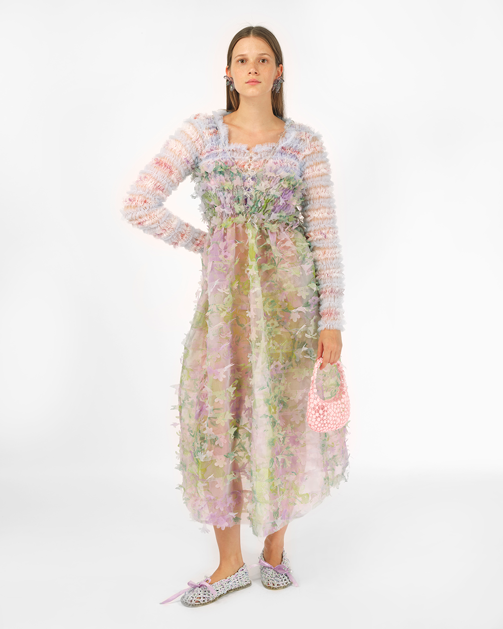 laser cut midi dress Shani Women's Floral Crepe Laser-Cut Midi-Dress - Black Beige